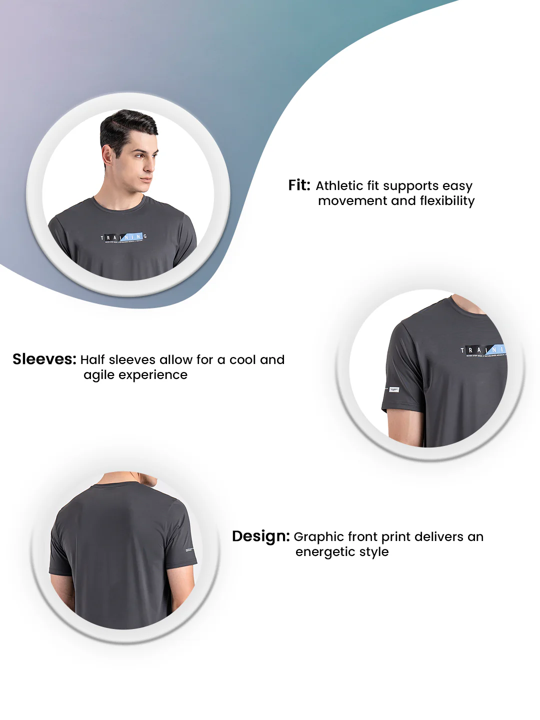 Printed Activewear Round Neck T-Shirt for Men - Image 3