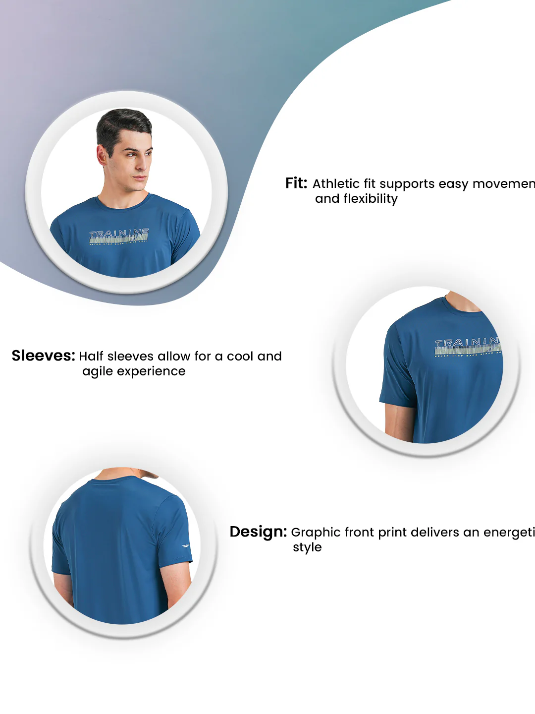 Printed Activewear Round Neck T-Shirt for Men - Image 3