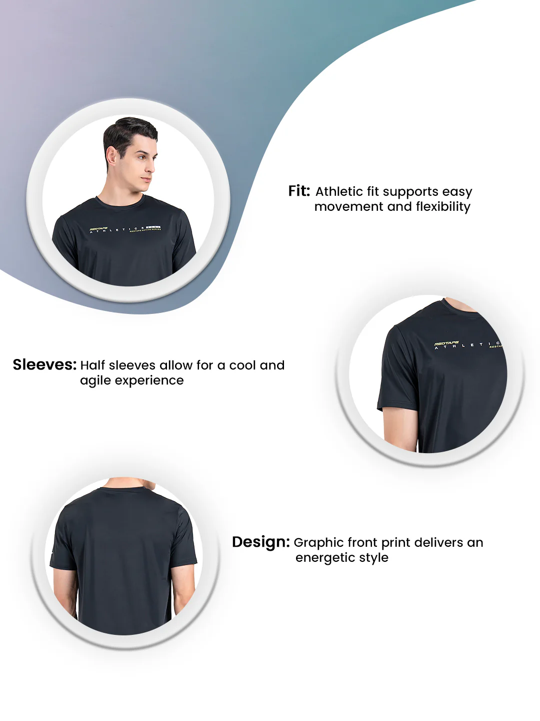 Printed Activewear Round Neck T-Shirt for Men - Image 3