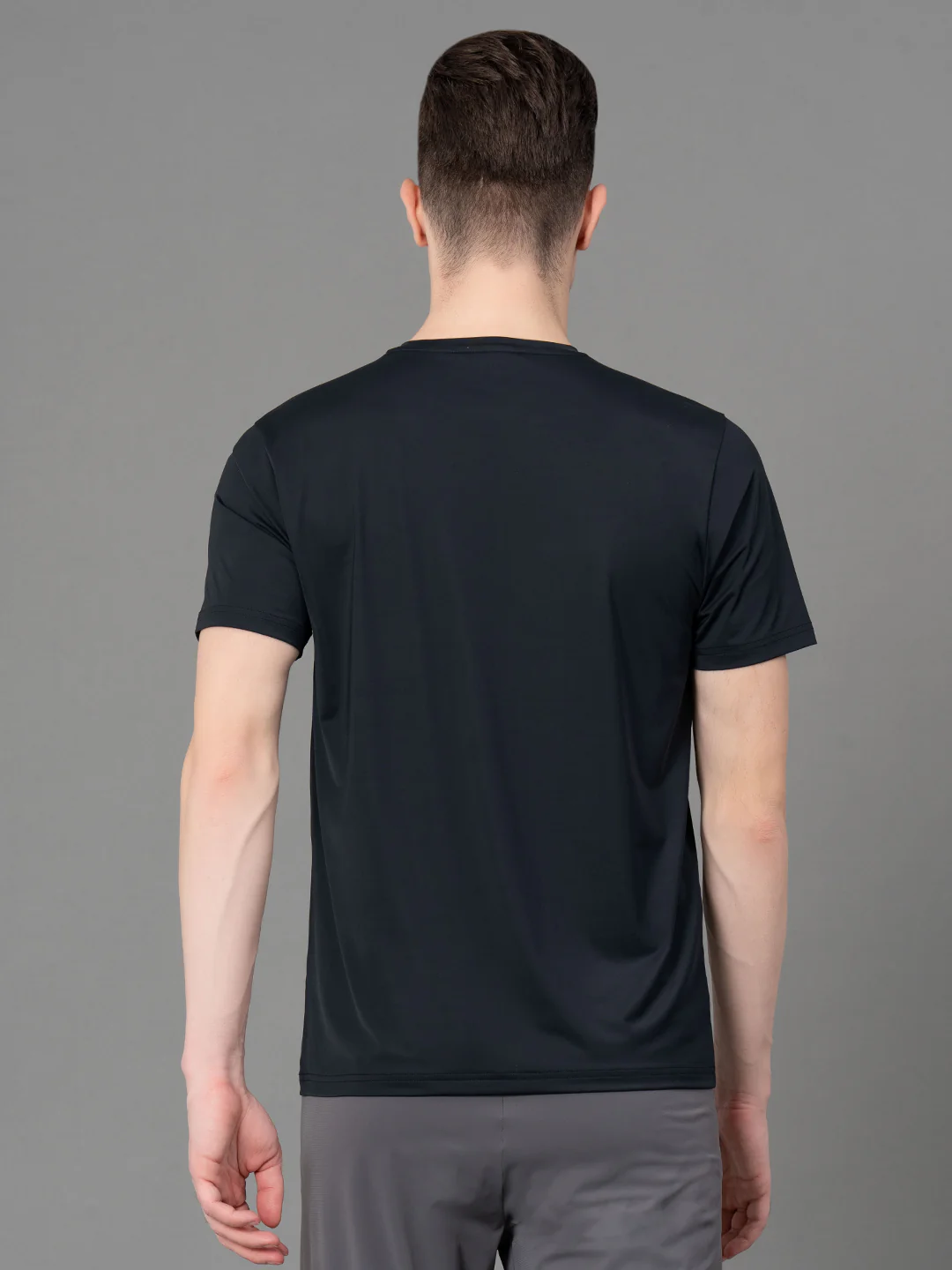 Printed Black Activewear T-Shirt for Men - Image 3