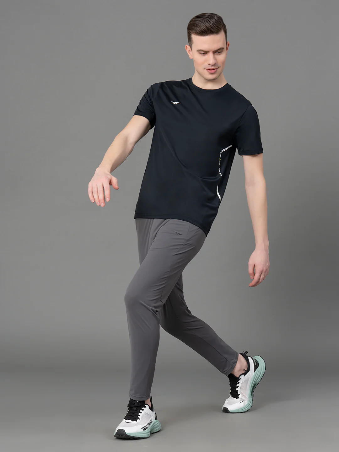 Printed Black Activewear T-Shirt for Men - Image 5