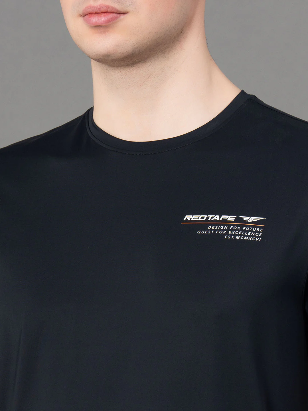 Printed Black Activewear T-Shirt for Men - Image 3