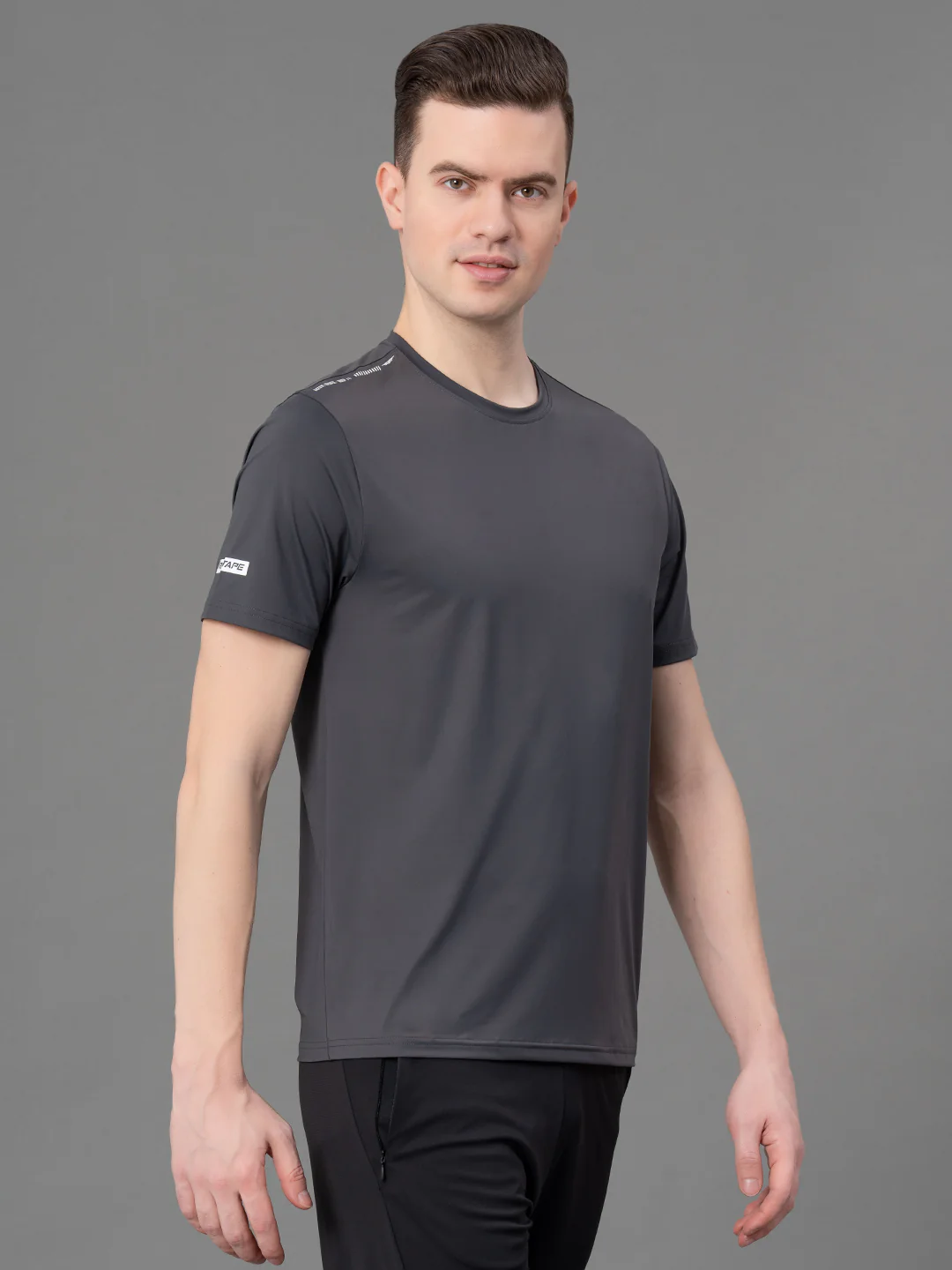 Printed Grey Activewear T-Shirt for Men - Image 2