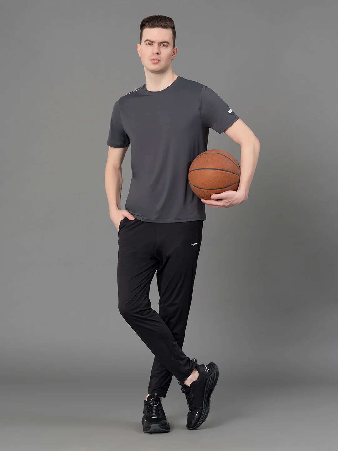 Printed Grey Activewear T-Shirt for Men - Image 5