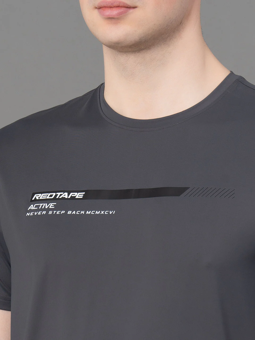 Printed Grey Activewear T-Shirt for Men - Image 4