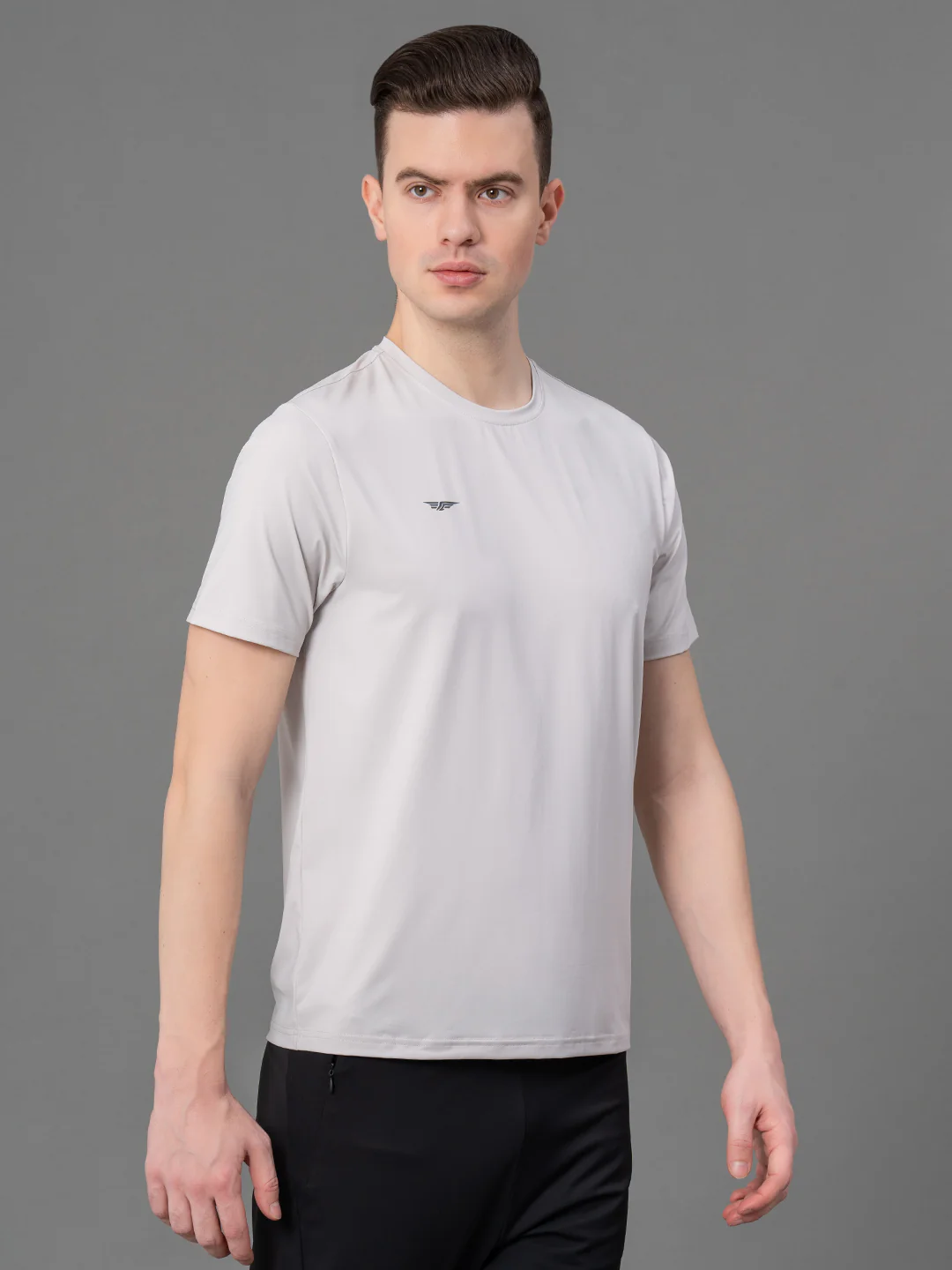 Printed Light Grey Activewear T-Shirt for Men - Image 2