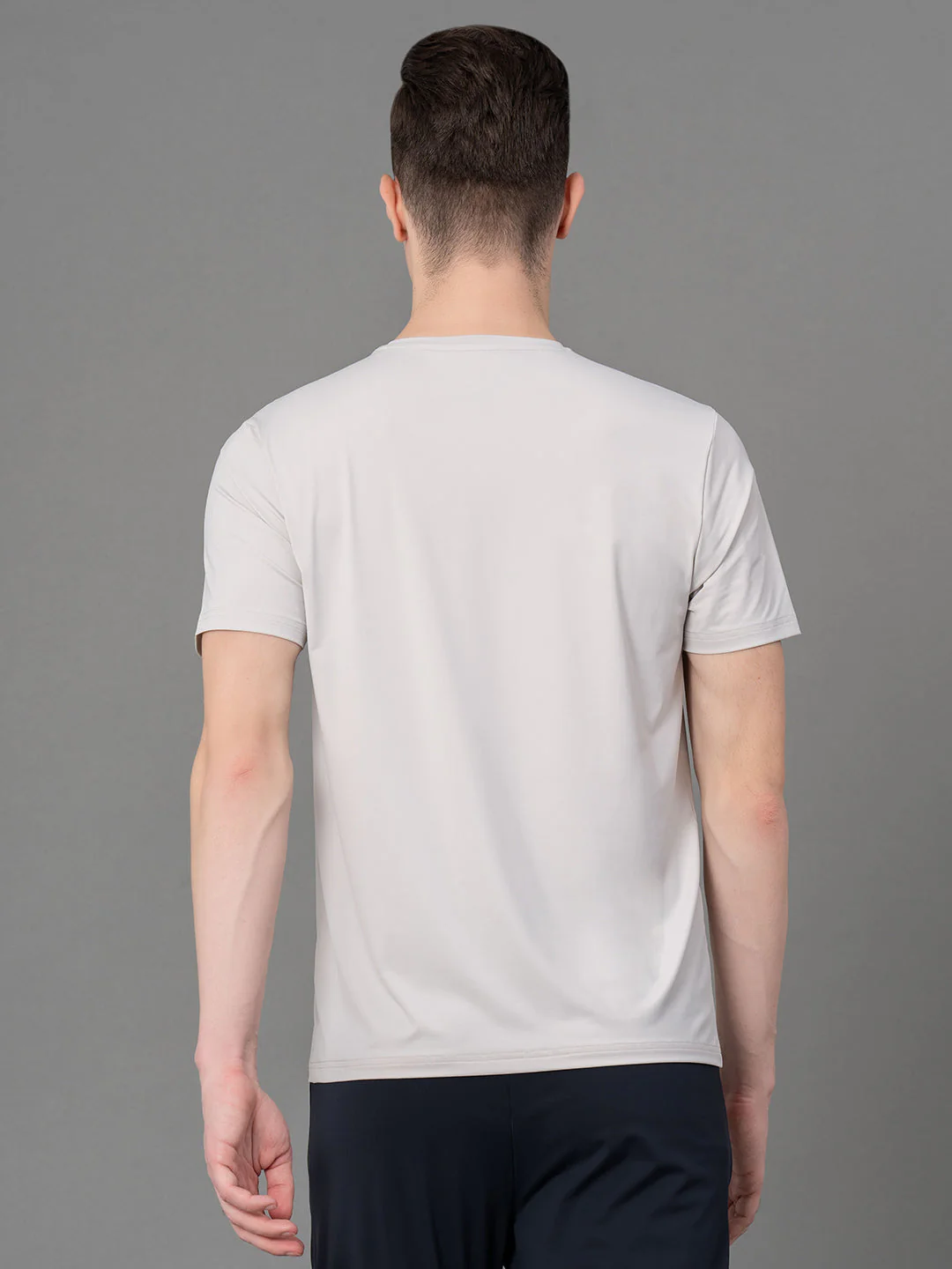 Printed Light Grey Activewear T-Shirt for Men - Image 3