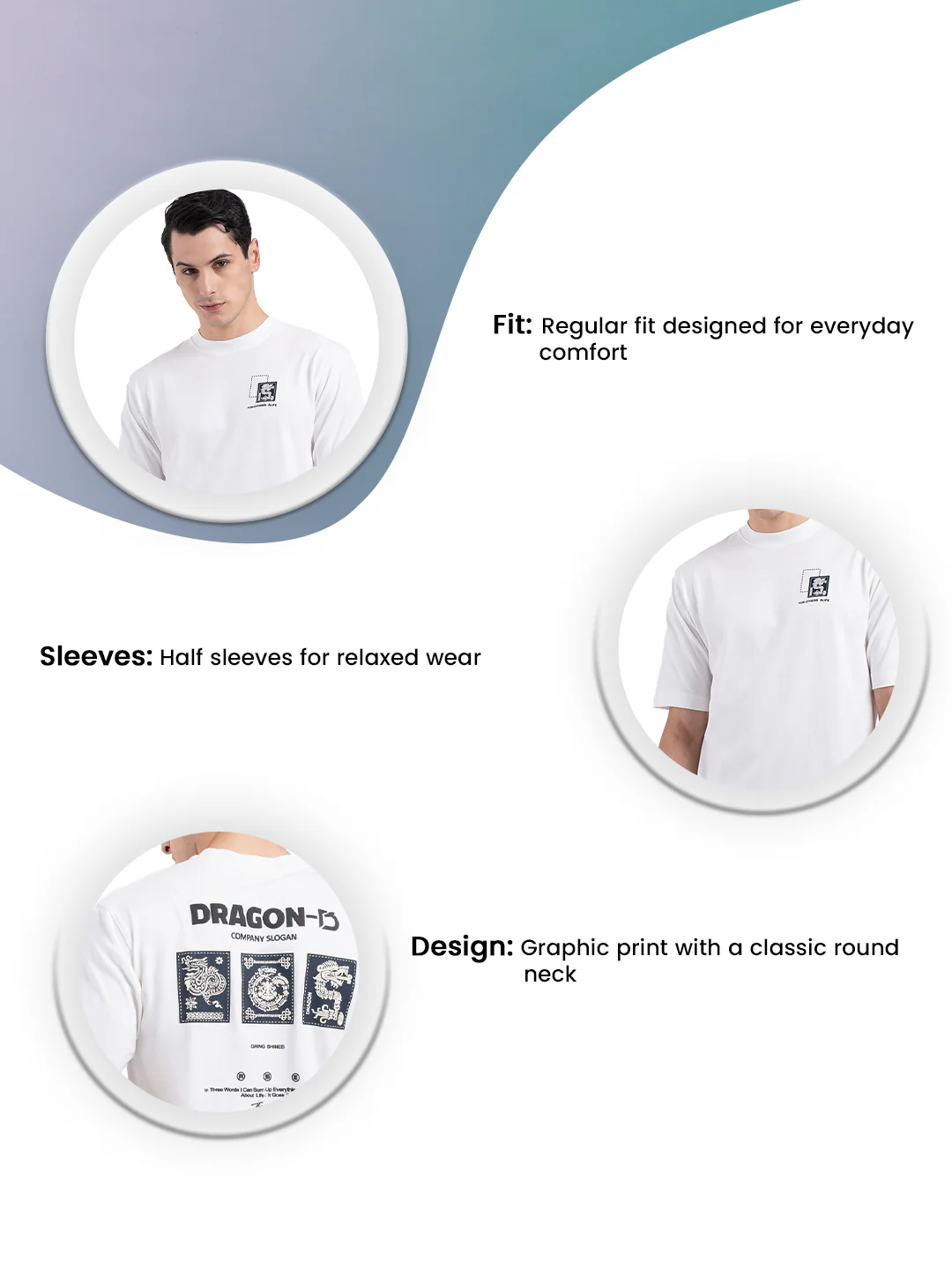 Printed Round Neck T-Shirt for Men - Image 2