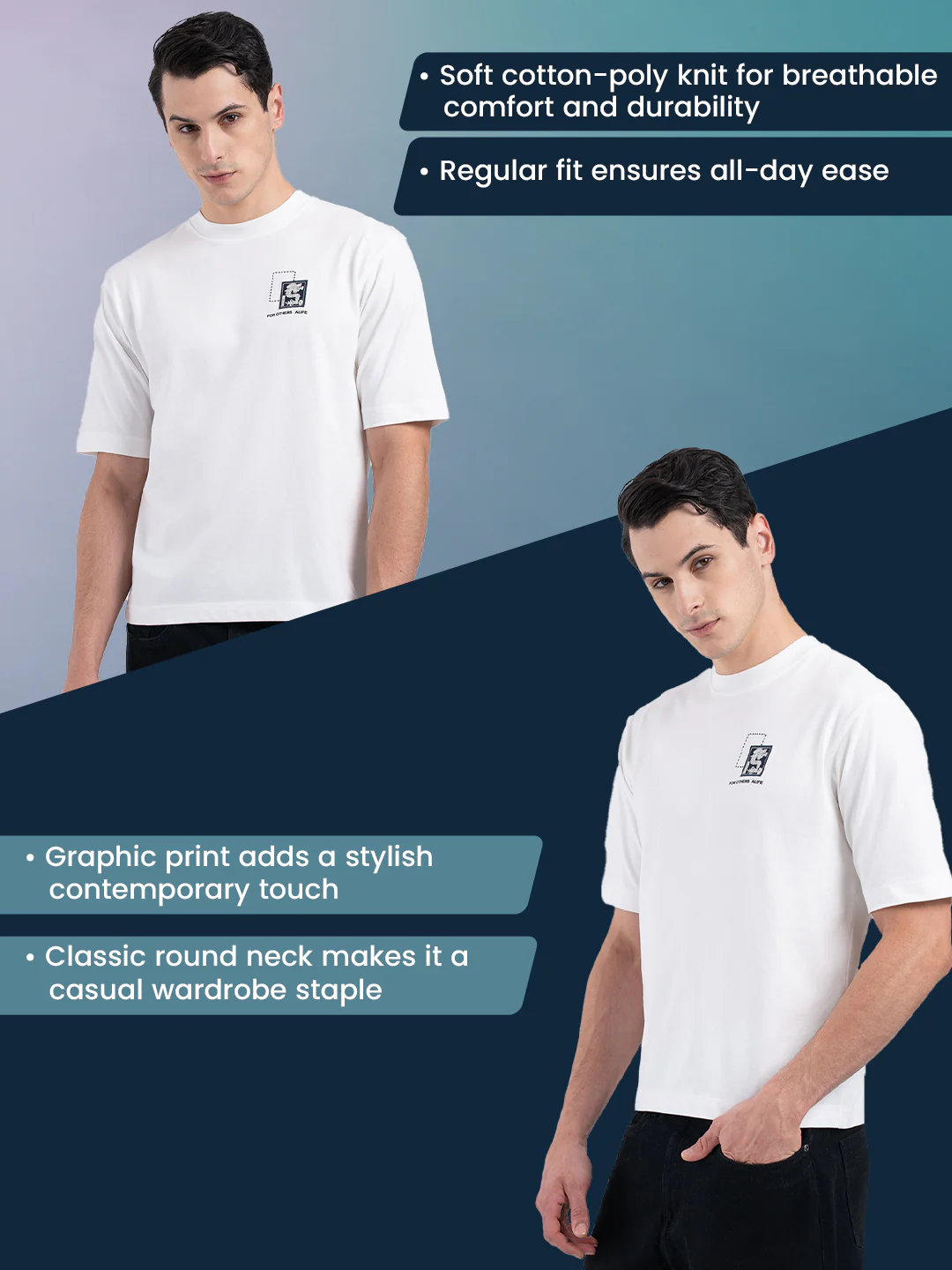 Printed Round Neck T-Shirt for Men - Image 3