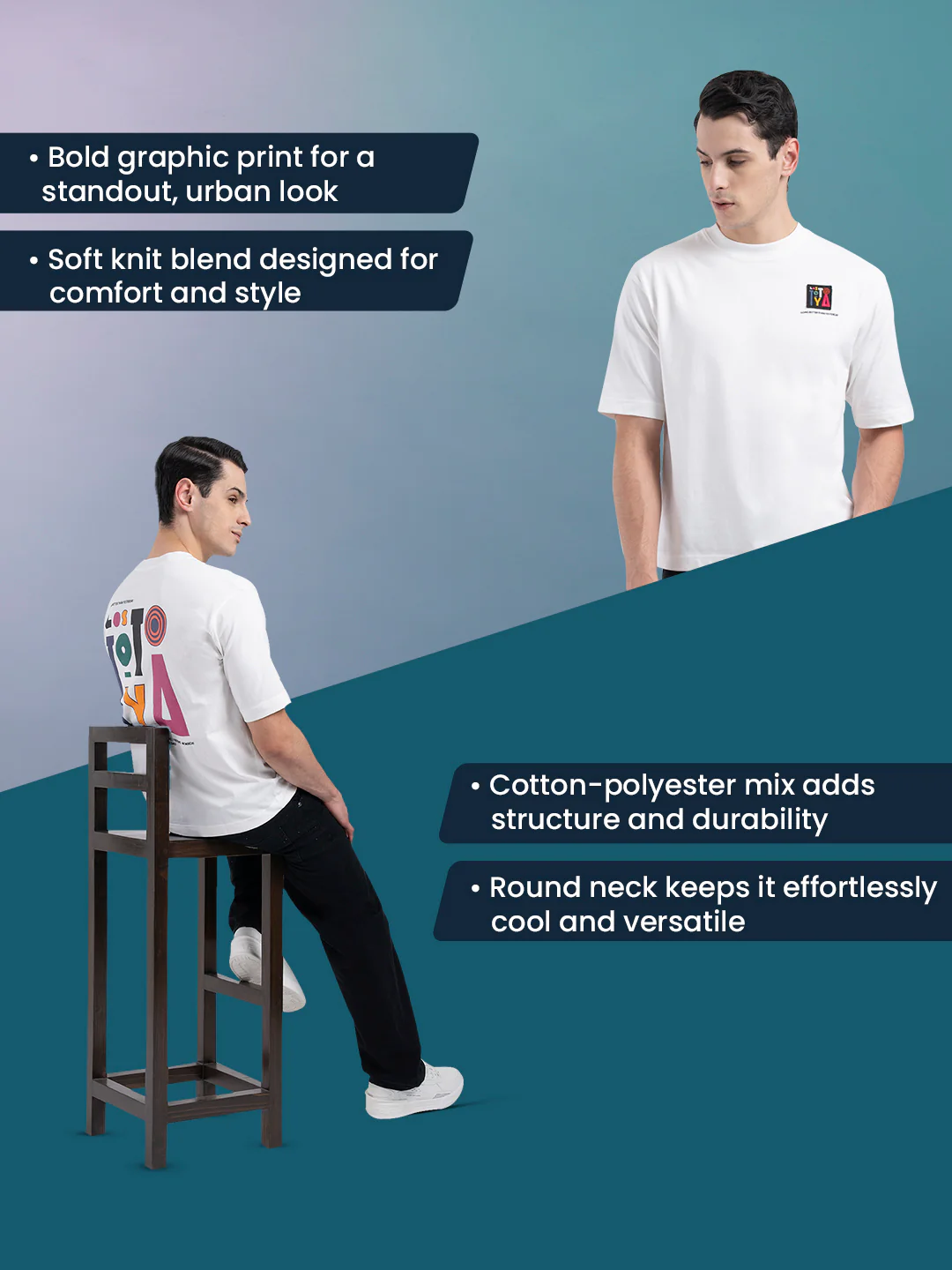 Printed Round Neck T-Shirt for Men - Image 2