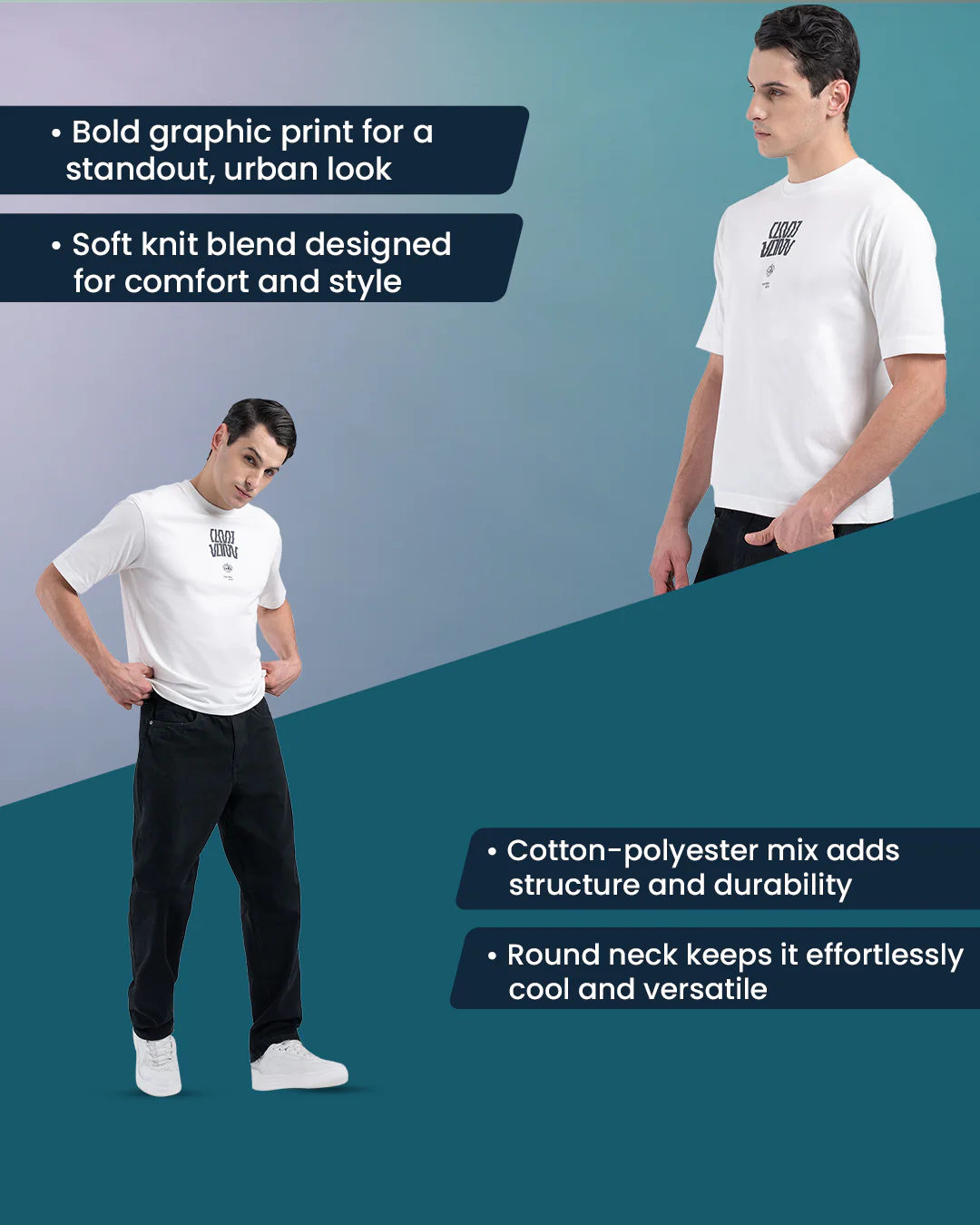 Printed Round Neck T-Shirt for Men - Image 2