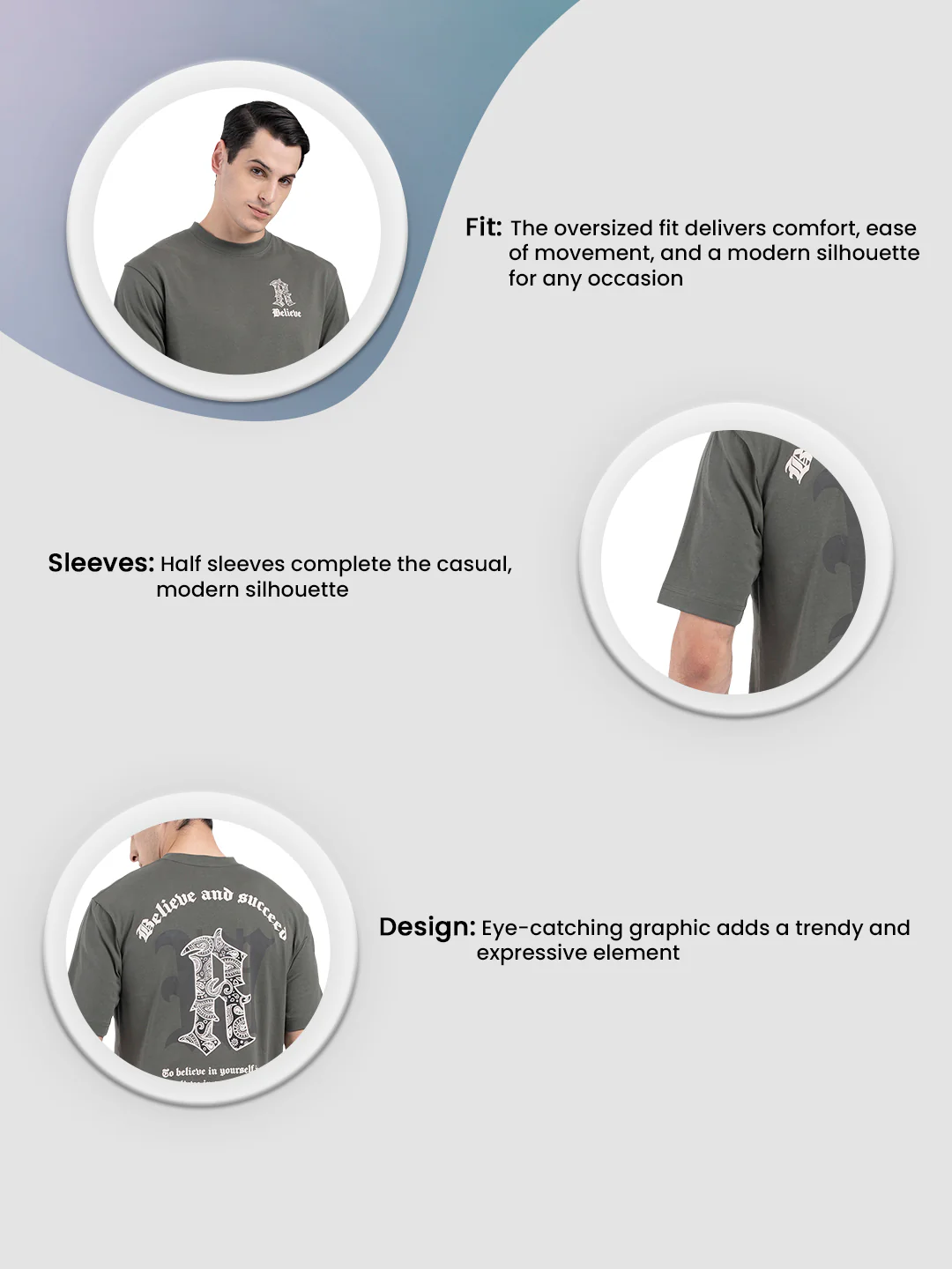 Printed Round Neck T-Shirt for Men - Image 3