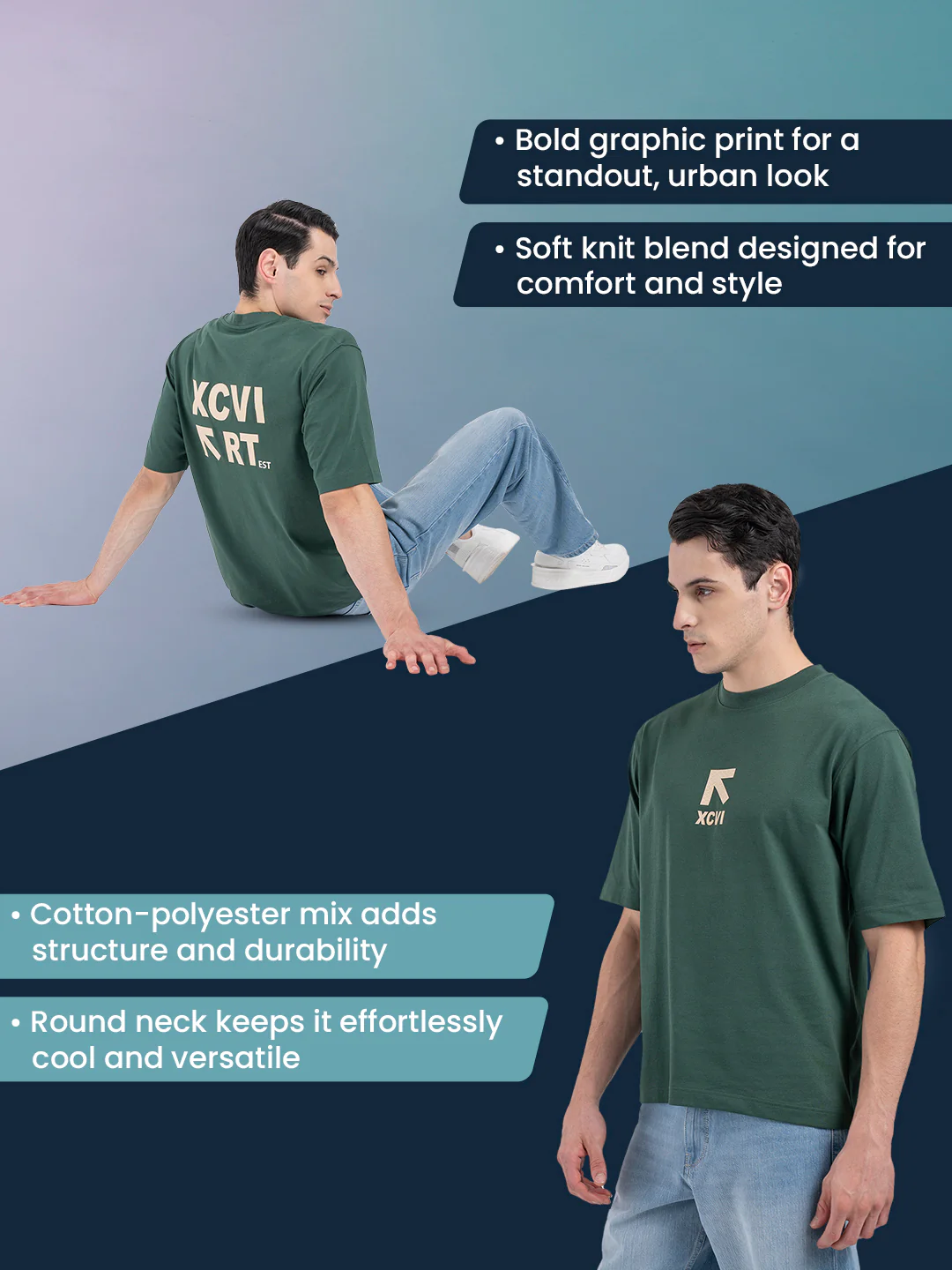 Printed Round Neck T-Shirt for Mens - Image 2