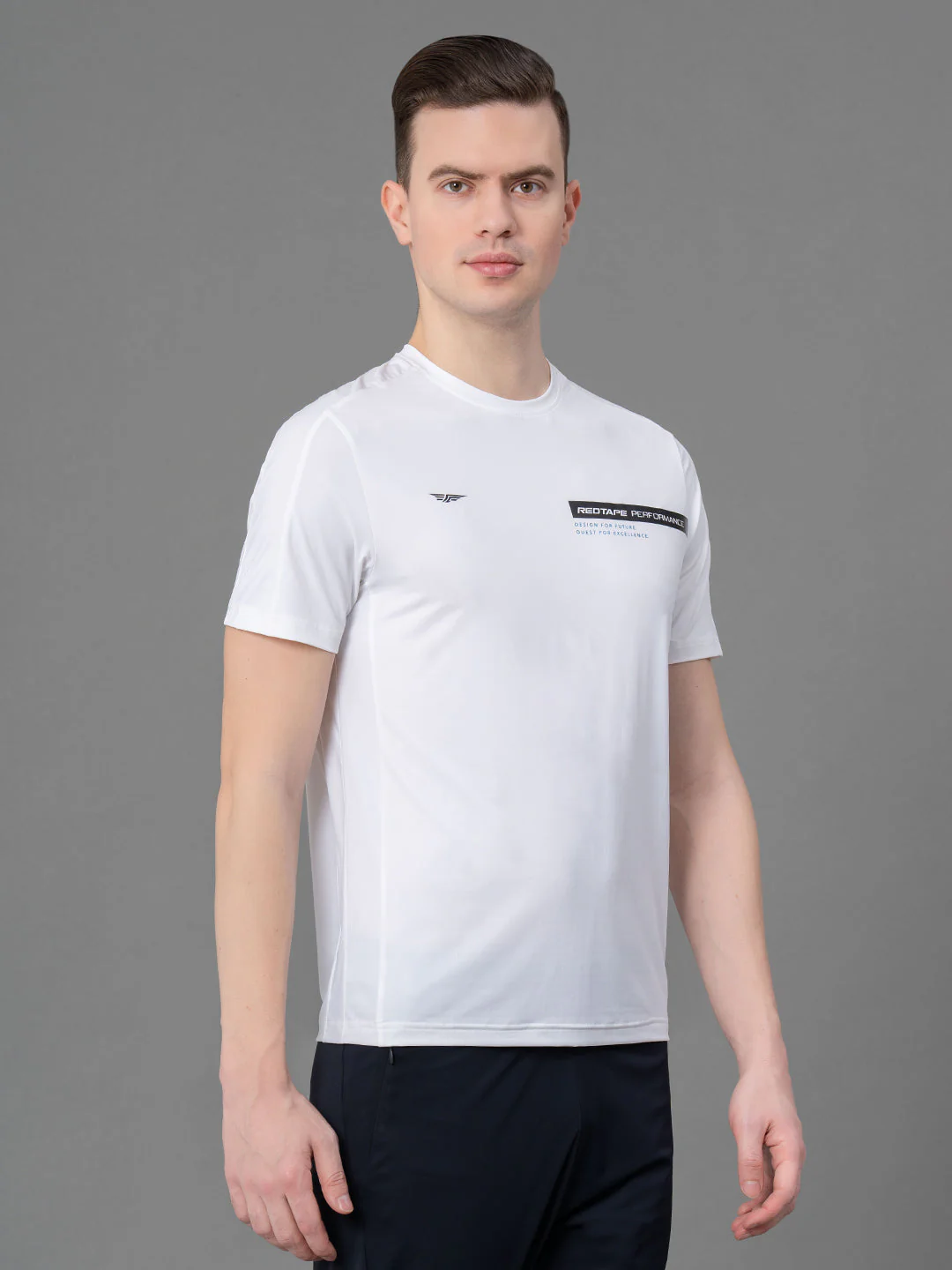 Printed White Activewear T-Shirt for Men - Image 2