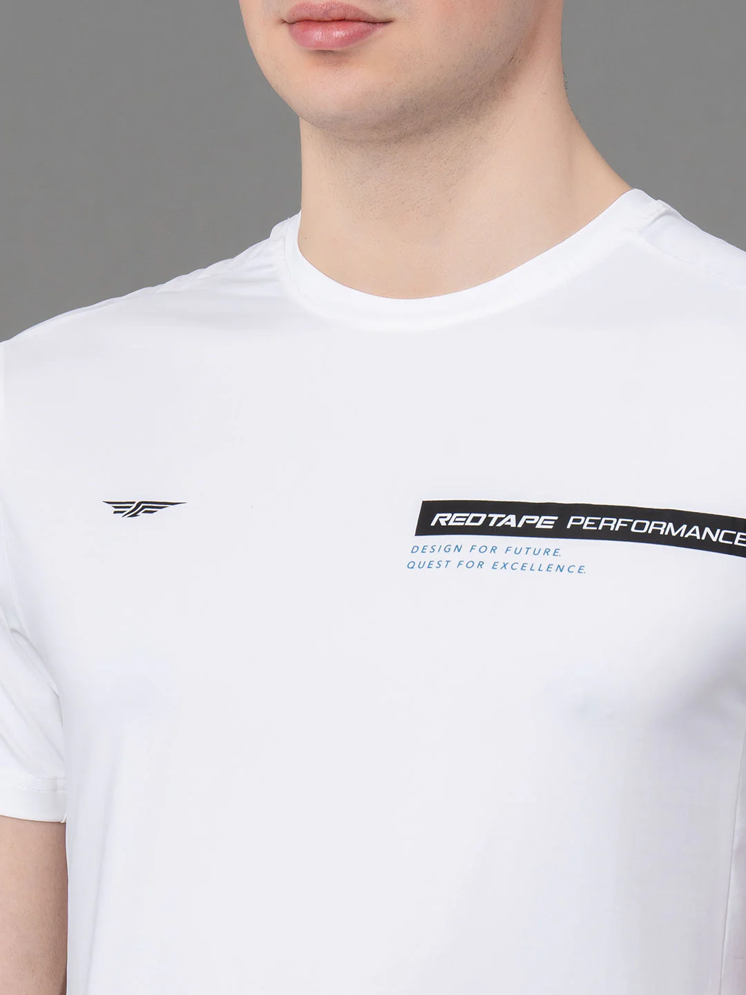 Printed White Activewear T-Shirt for Men - Image 4