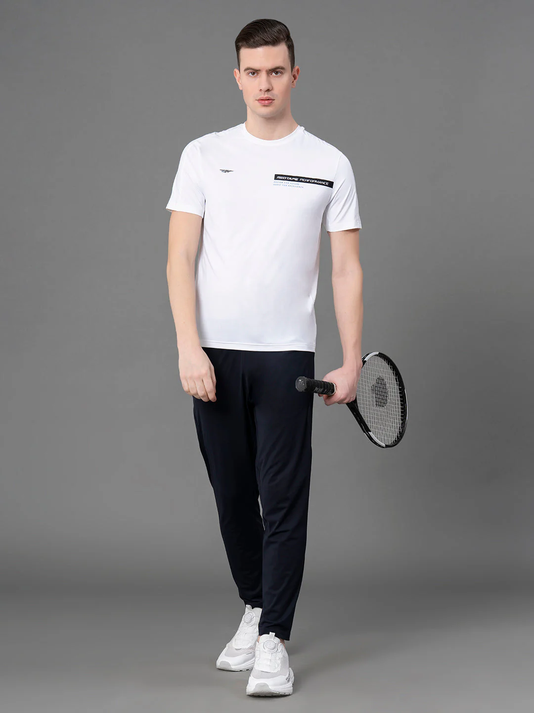 Printed White Activewear T-Shirt for Men - Image 5