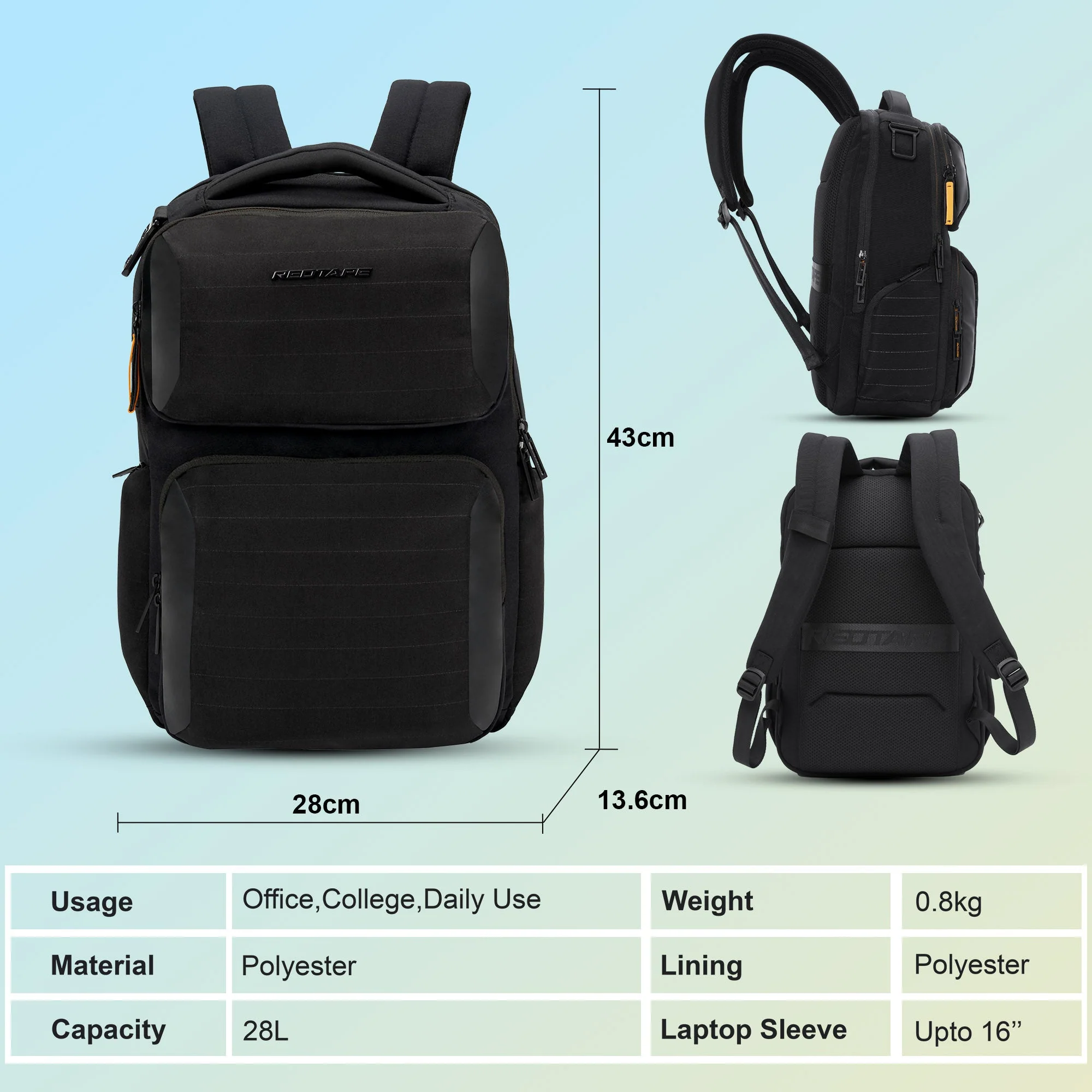 16 Inch Laptop Backpack for Men & Women | Premium Quality, Detailed Organiser, Large Compartments, Ideal Bag for Office & Business Travel - Image 5