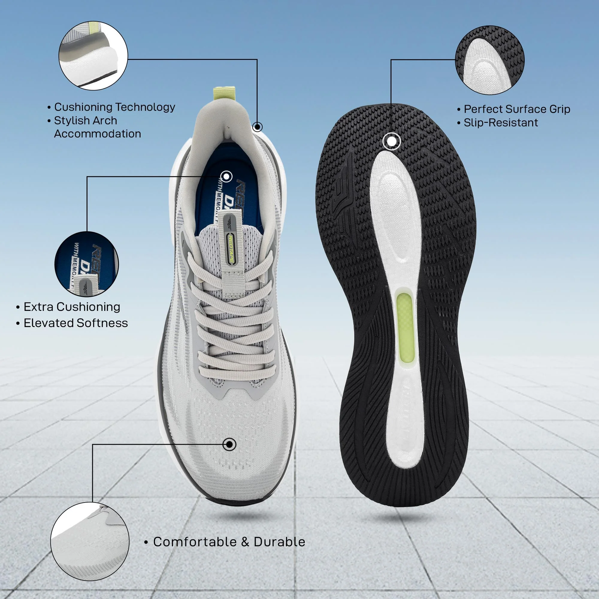 Athleisure Shoes for Men |Cultured Round-Toe Shape & Cushioning Technology - Image 4