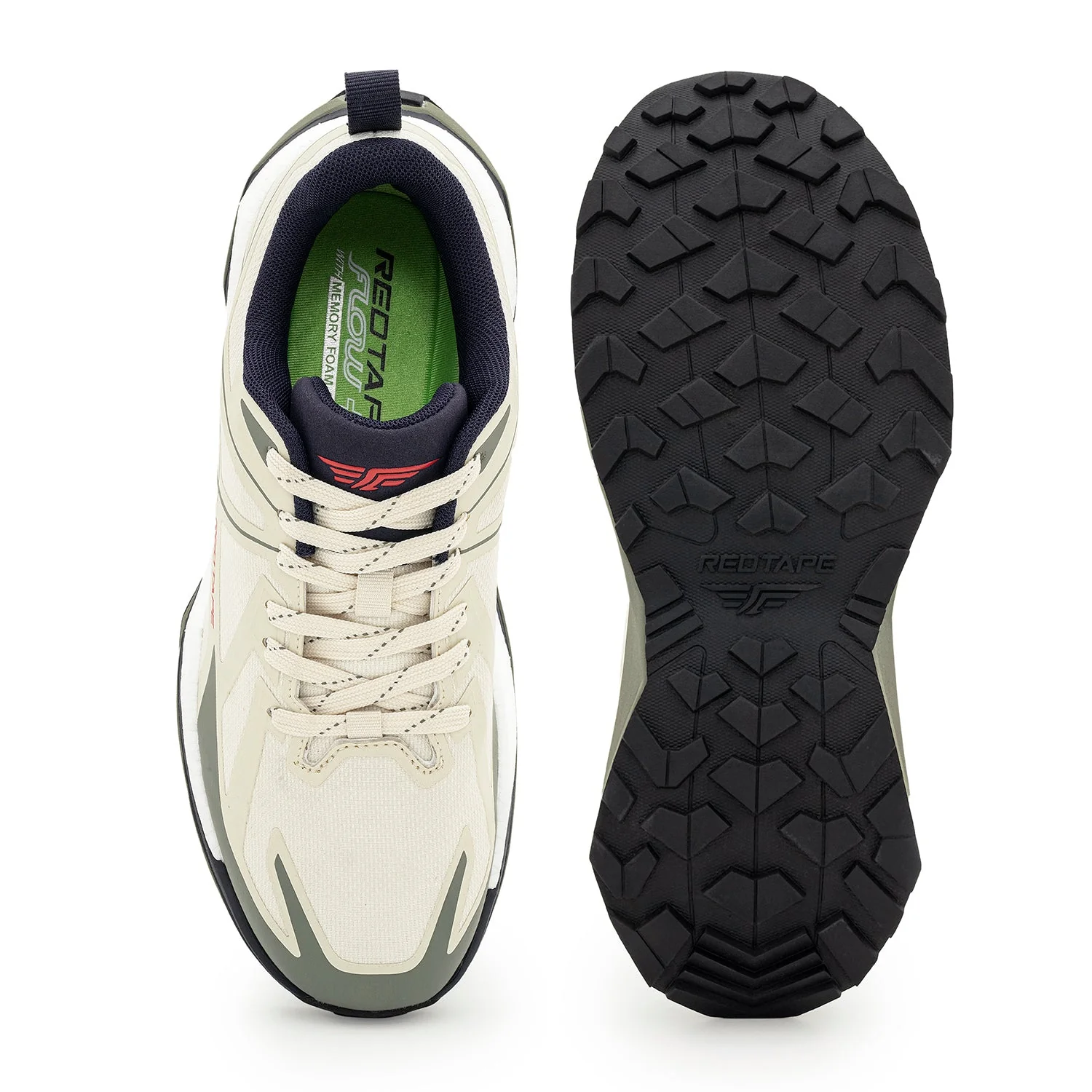 Athleisure Sports Shoes for Men in Off White and Olive | Low-Cut Shoes. - Image 5