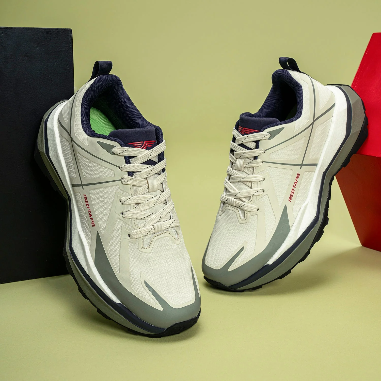 Athleisure Sports Shoes for Men in Off White and Olive | Low-Cut Shoes. - Image 6