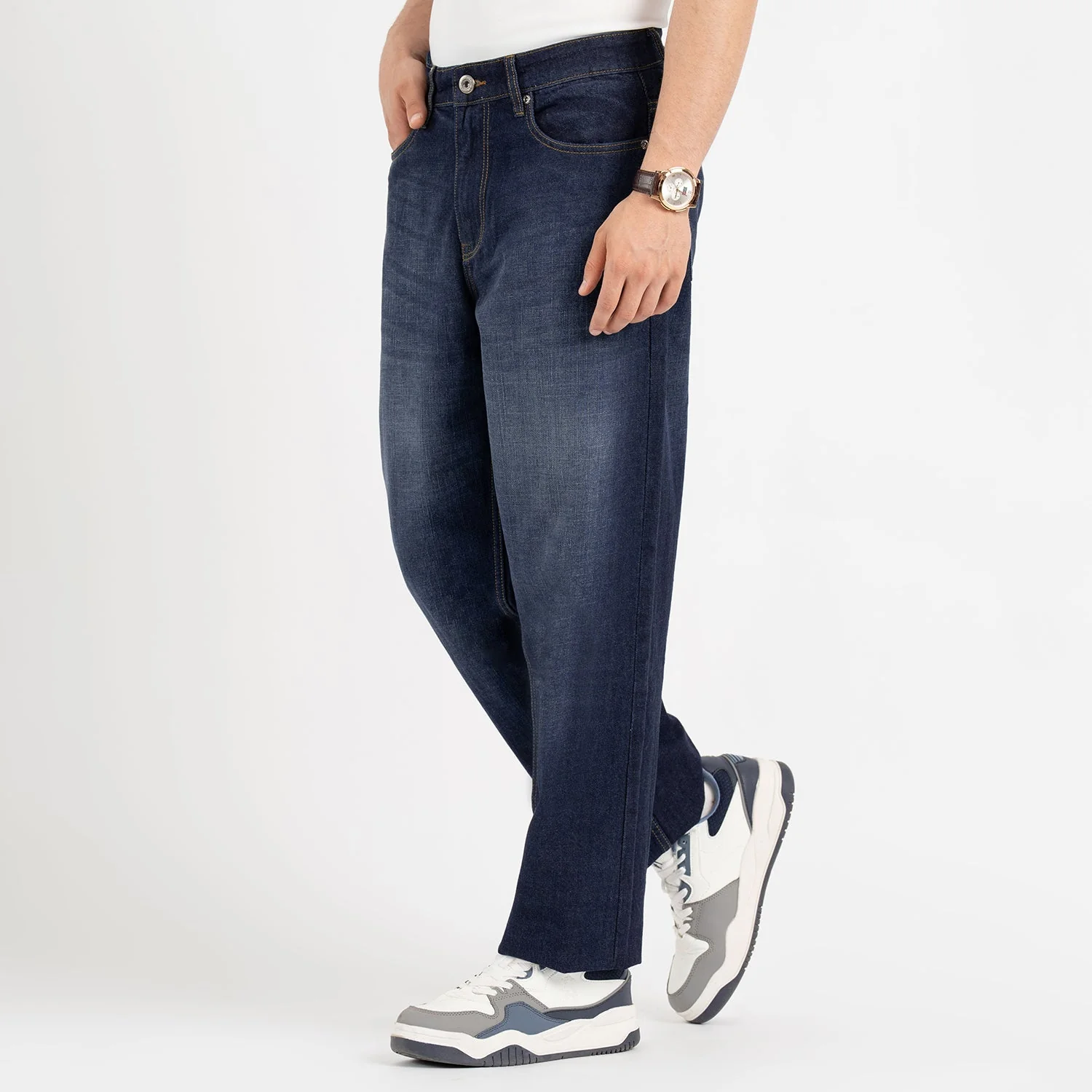 Baggy Jeans for Men in Vintage Blue | Straight Fit Casual Jeans - Image 2