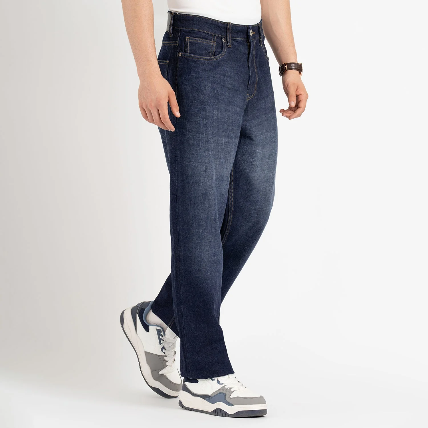 Baggy Jeans for Men in Vintage Blue | Straight Fit Casual Jeans - Image 6