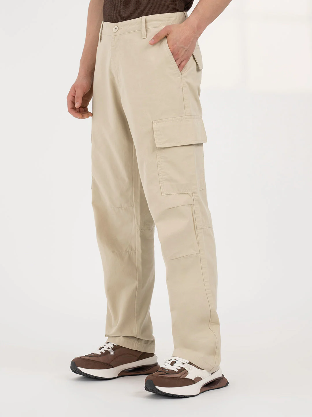 Beige Cargo Trousers for Men | Everyday Casual Wear - Image 3