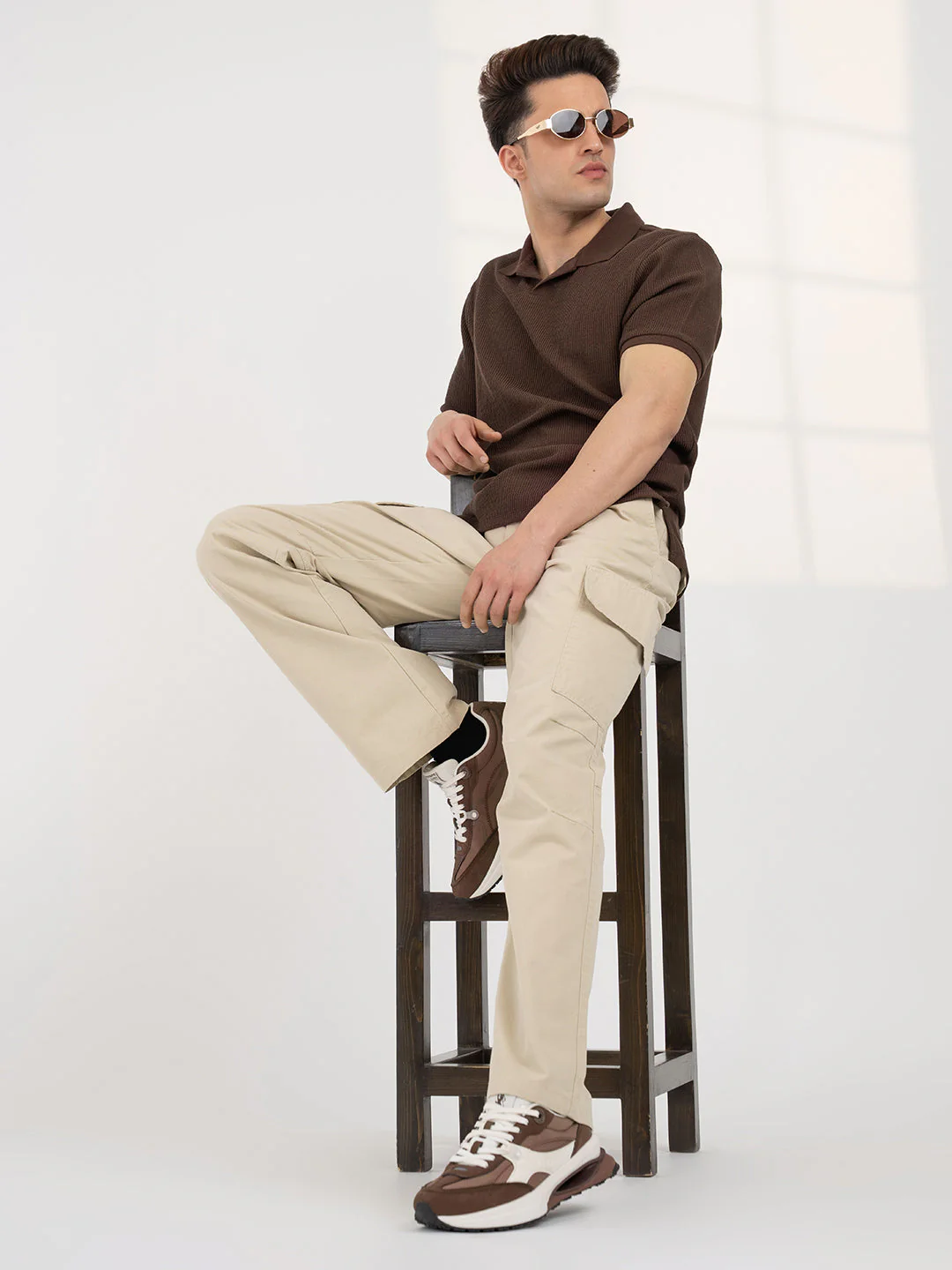 Beige Cargo Trousers for Men | Everyday Casual Wear - Image 6