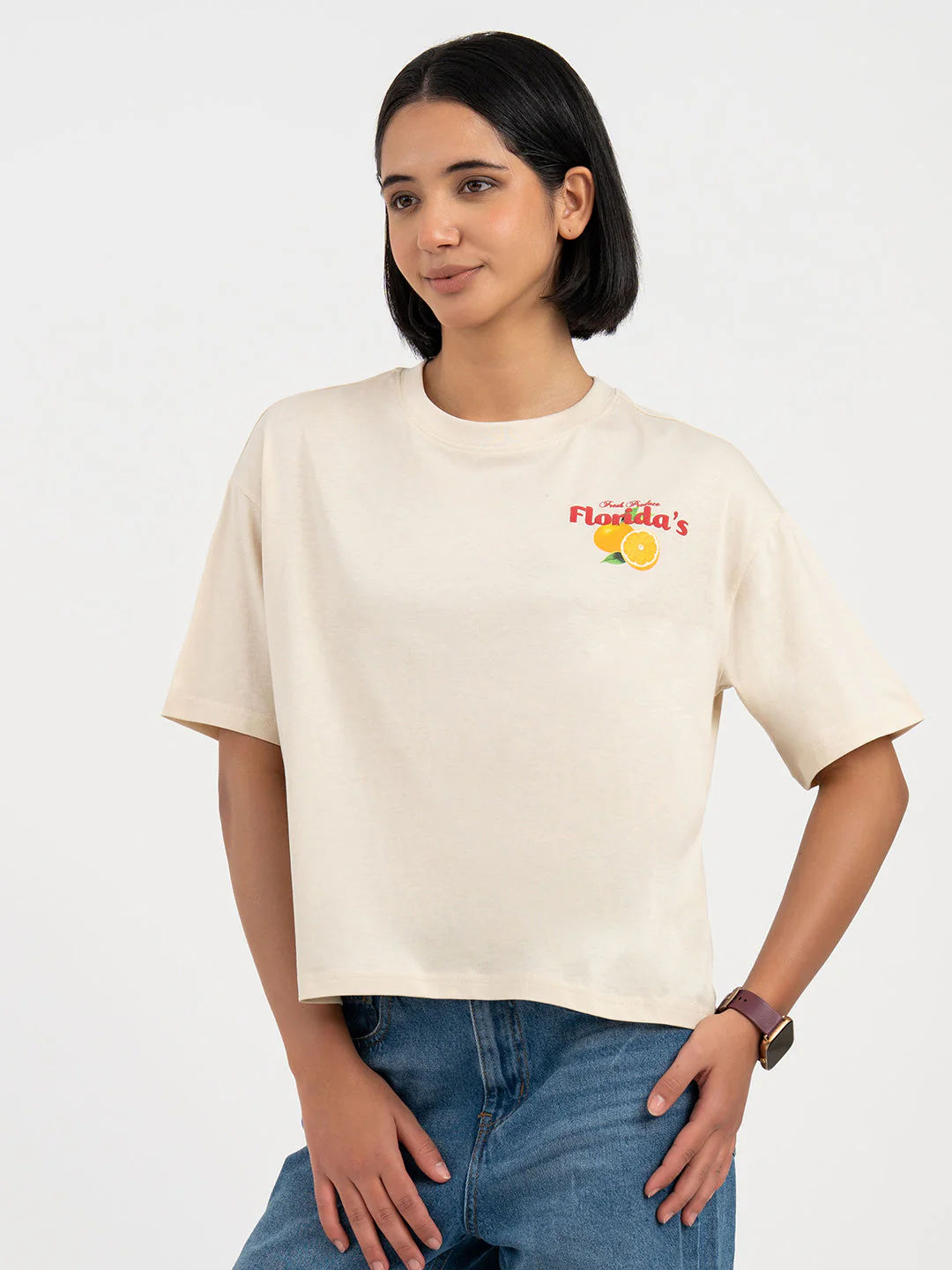 Beige T-Shirt for Women - Image 2