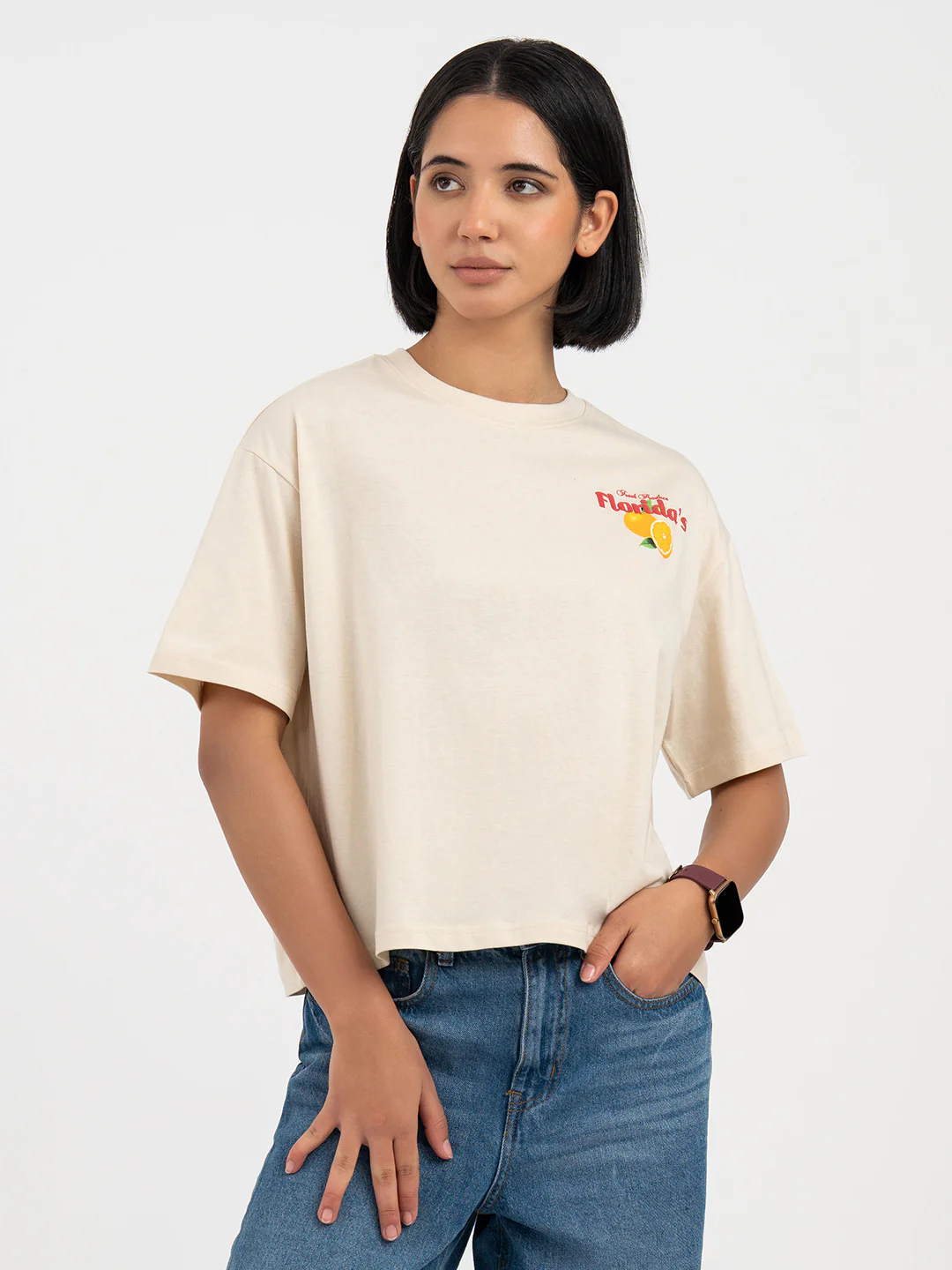 Beige T-Shirt for Women - Image 7