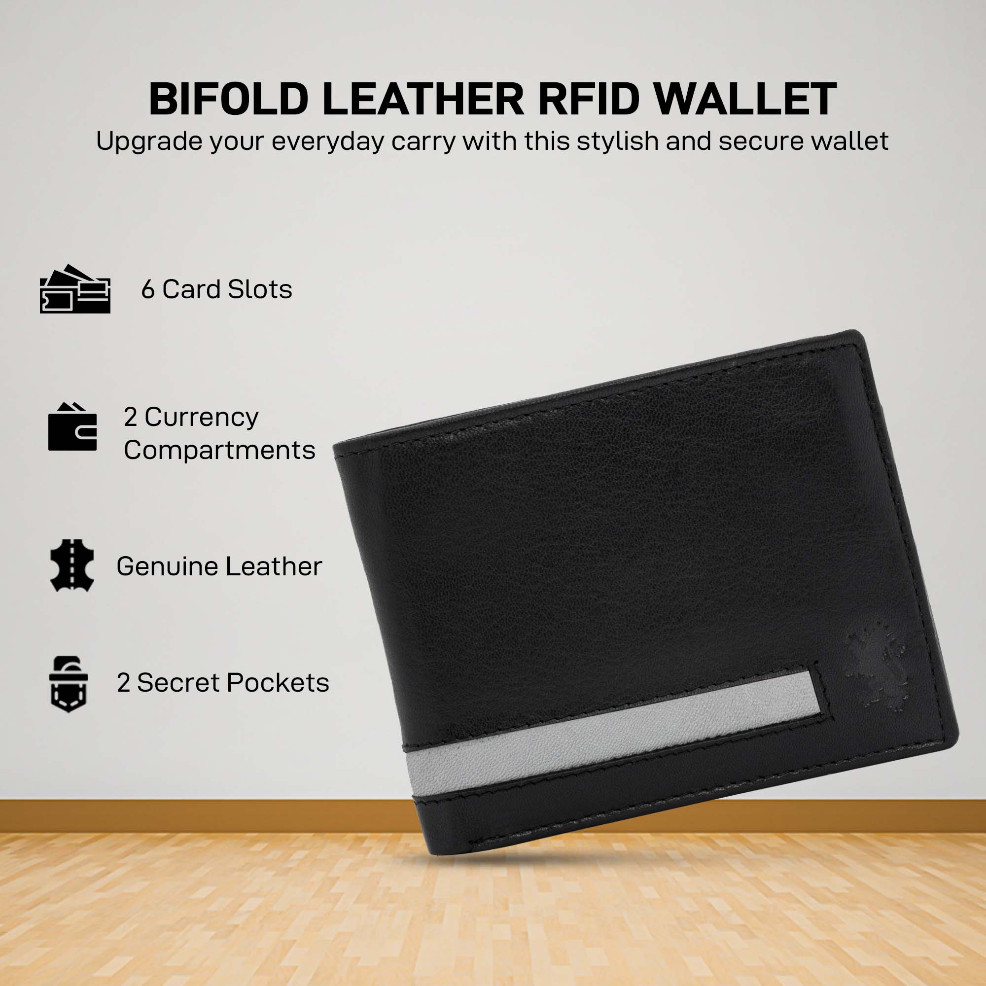 Bifold Leather Wallet with RFID Protection for Men - Image 2