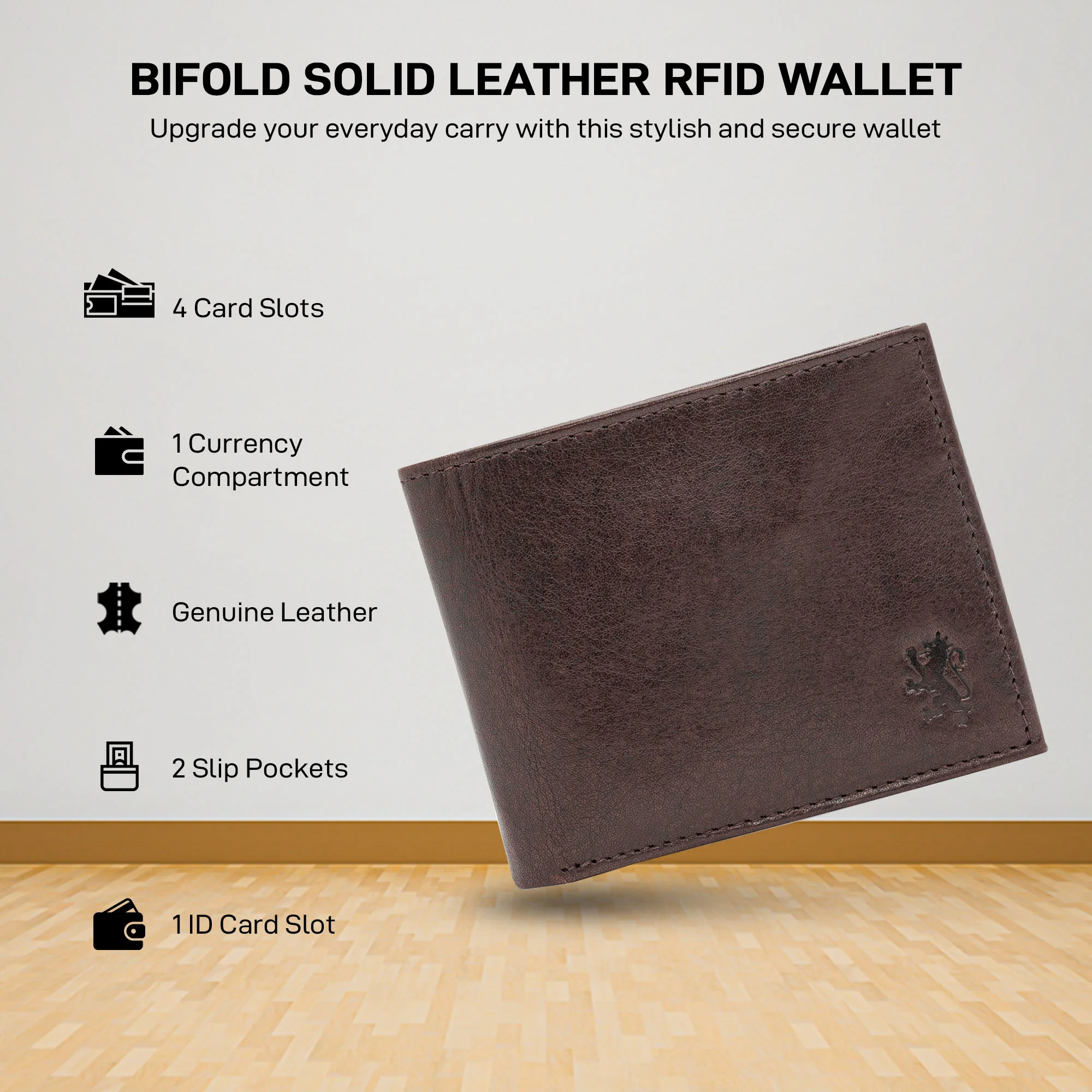 Bifold Leather Wallet with RFID Protection for Men| Stay Organized and Secure - Image 3
