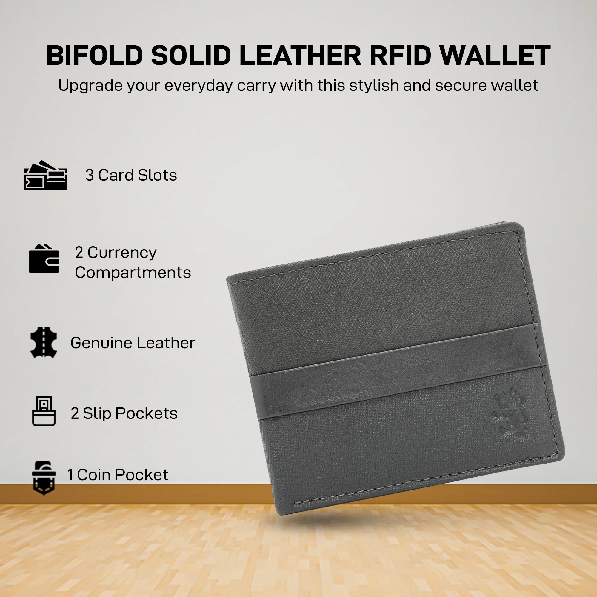 Bifold Leather Wallet with RFID Protection for Men - Image 2