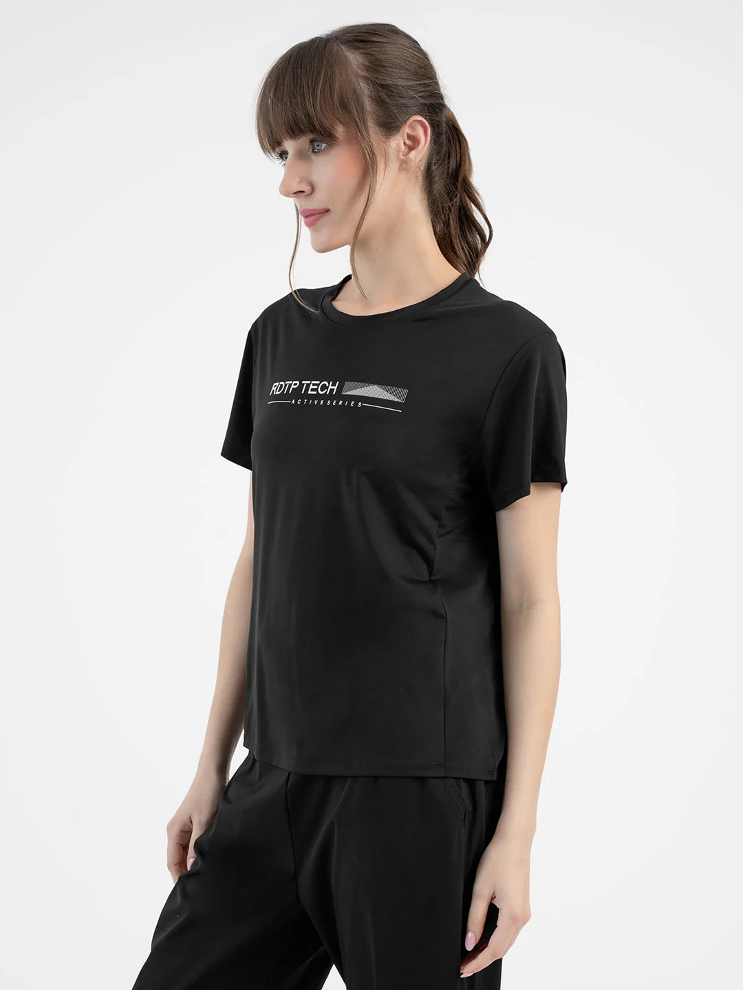 Black Activewear T-Shirt for Women - Image 3