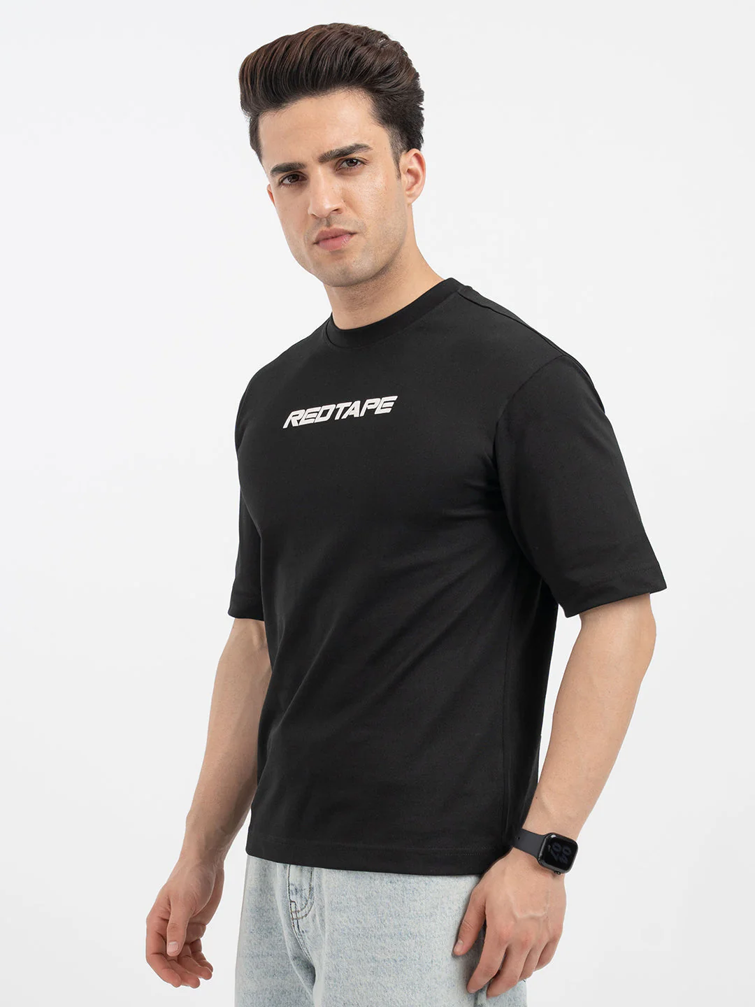 Red Tape Black Graphic T-Shirt for Men - Image 2