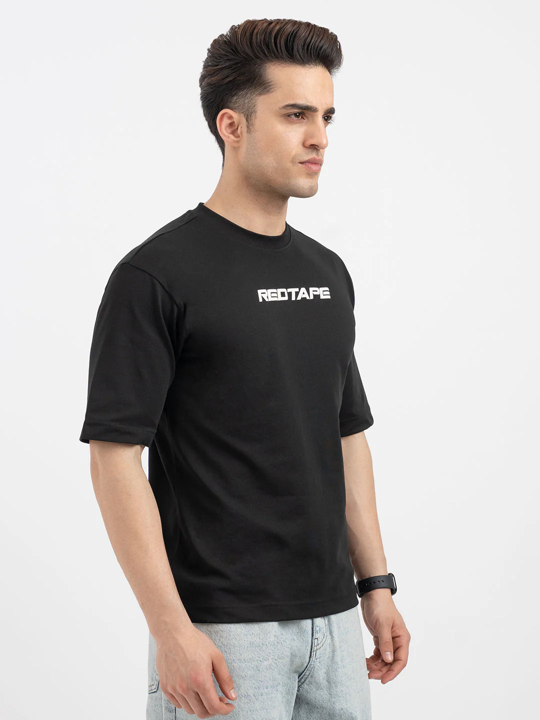 Red Tape Black Graphic T-Shirt for Men - Image 6