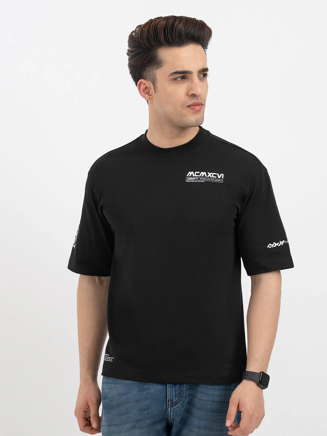 Red Tape Black Graphic T-Shirt for Men - Image 10