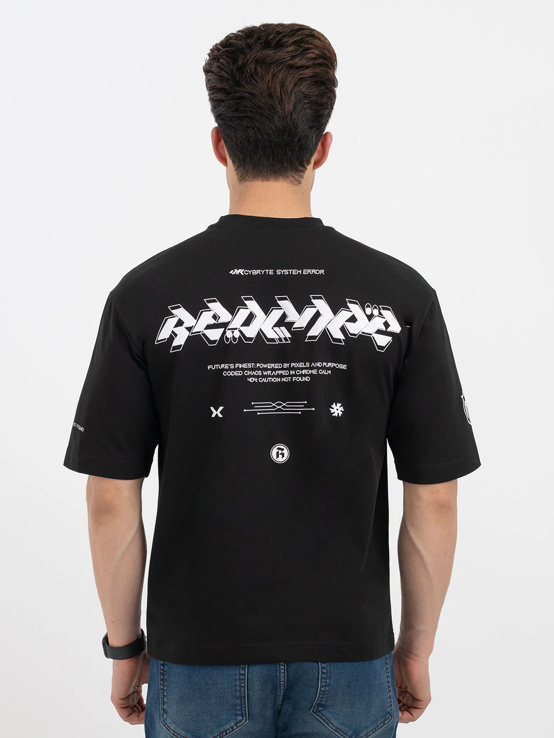 Red Tape Black Graphic T-Shirt for Men - Image 3