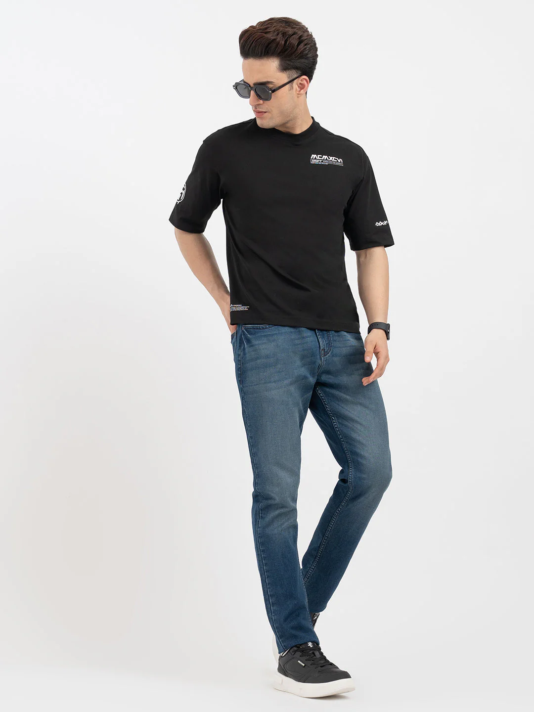 Red Tape Black Graphic T-Shirt for Men - Image 5