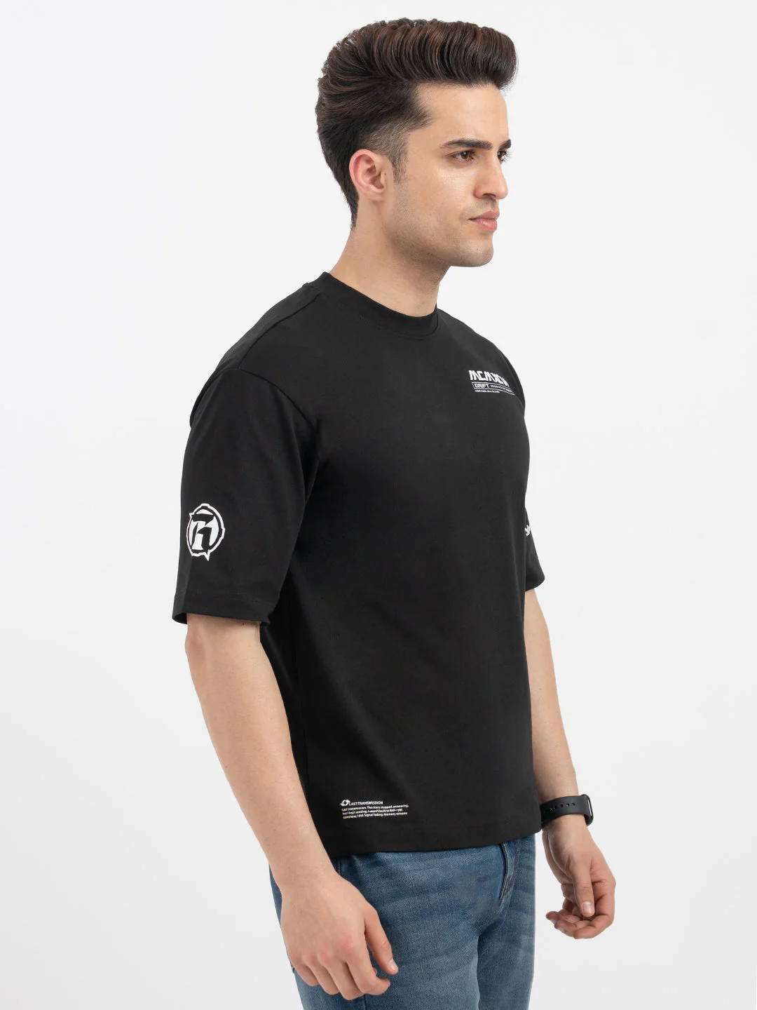 Red Tape Black Graphic T-Shirt for Men - Image 6