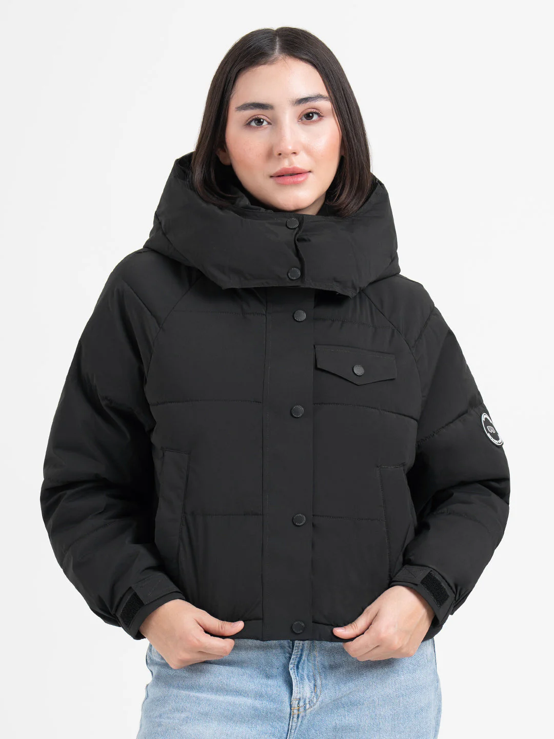 Black Hooded Puffer Jacket for Women | Everyday Winter Comfort - Image 2
