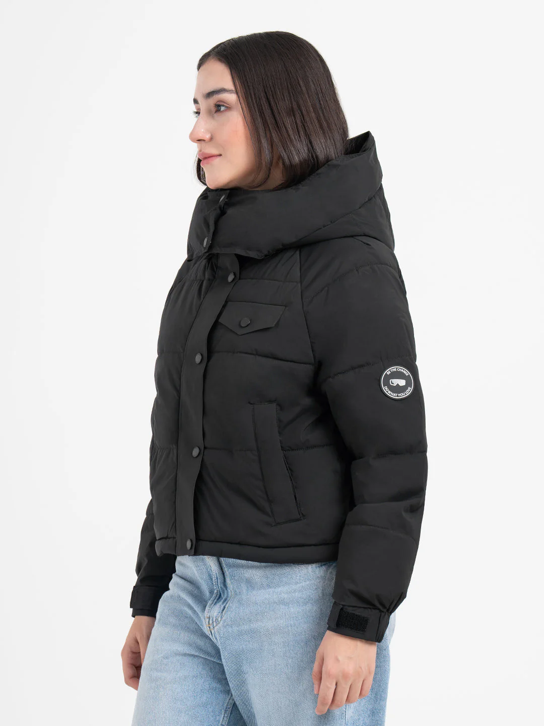 Black Hooded Puffer Jacket for Women | Everyday Winter Comfort - Image 3