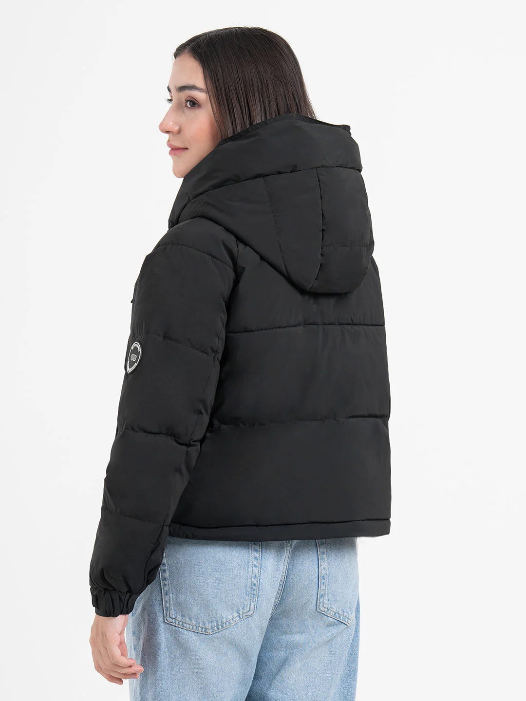 Black Hooded Puffer Jacket for Women | Everyday Winter Comfort - Image 4
