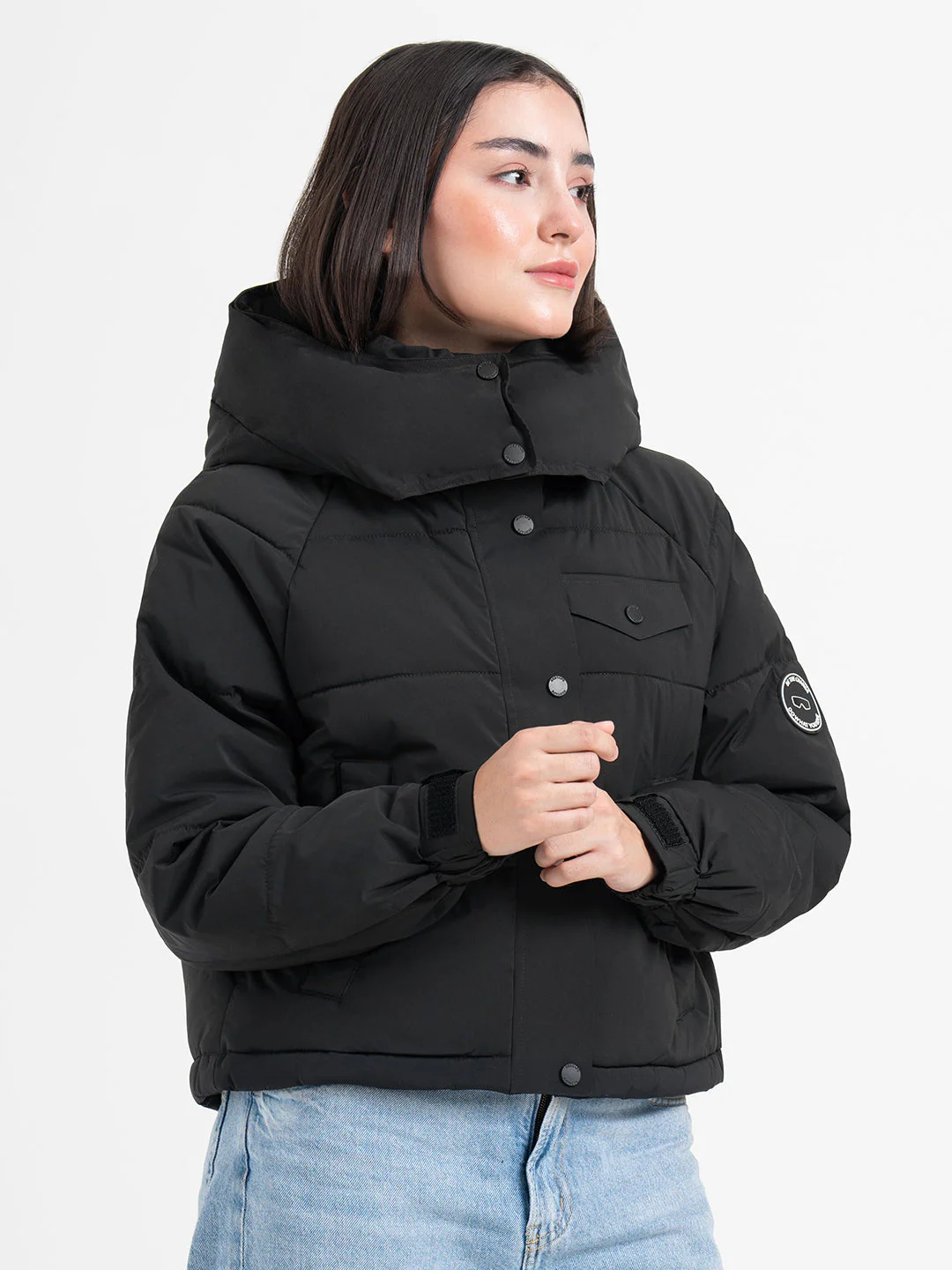 Black Hooded Puffer Jacket for Women | Everyday Winter Comfort - Image 6
