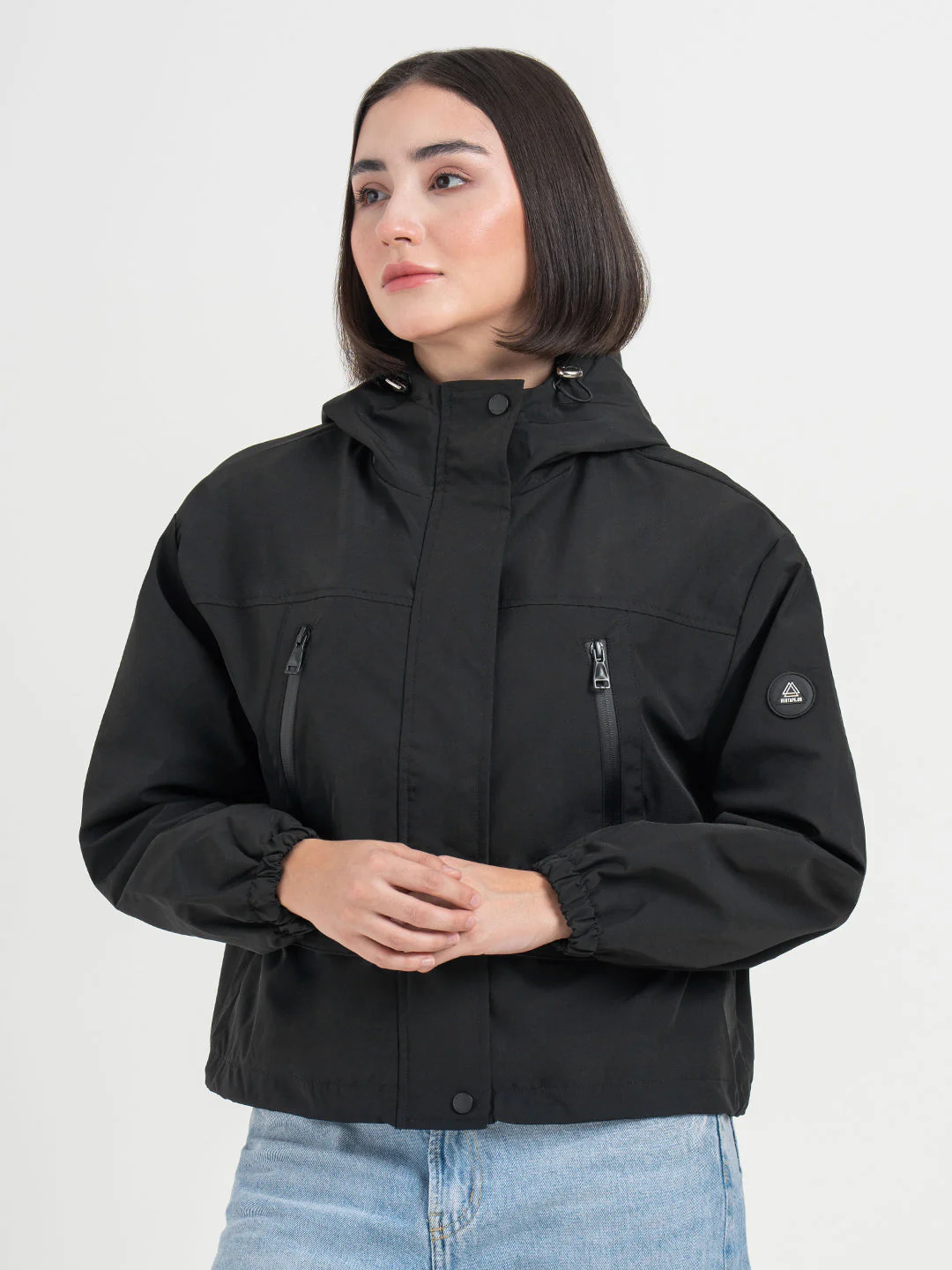 Black Hooded Windcheater Jacket for Women | Lightweight Winter Comfort - Image 2