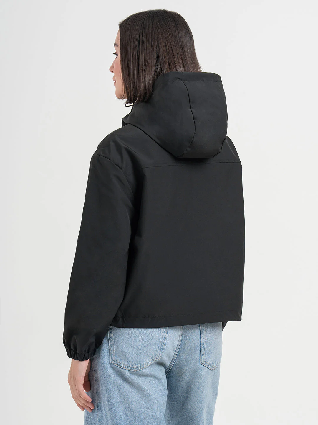 Black Hooded Windcheater Jacket for Women | Lightweight Winter Comfort - Image 4