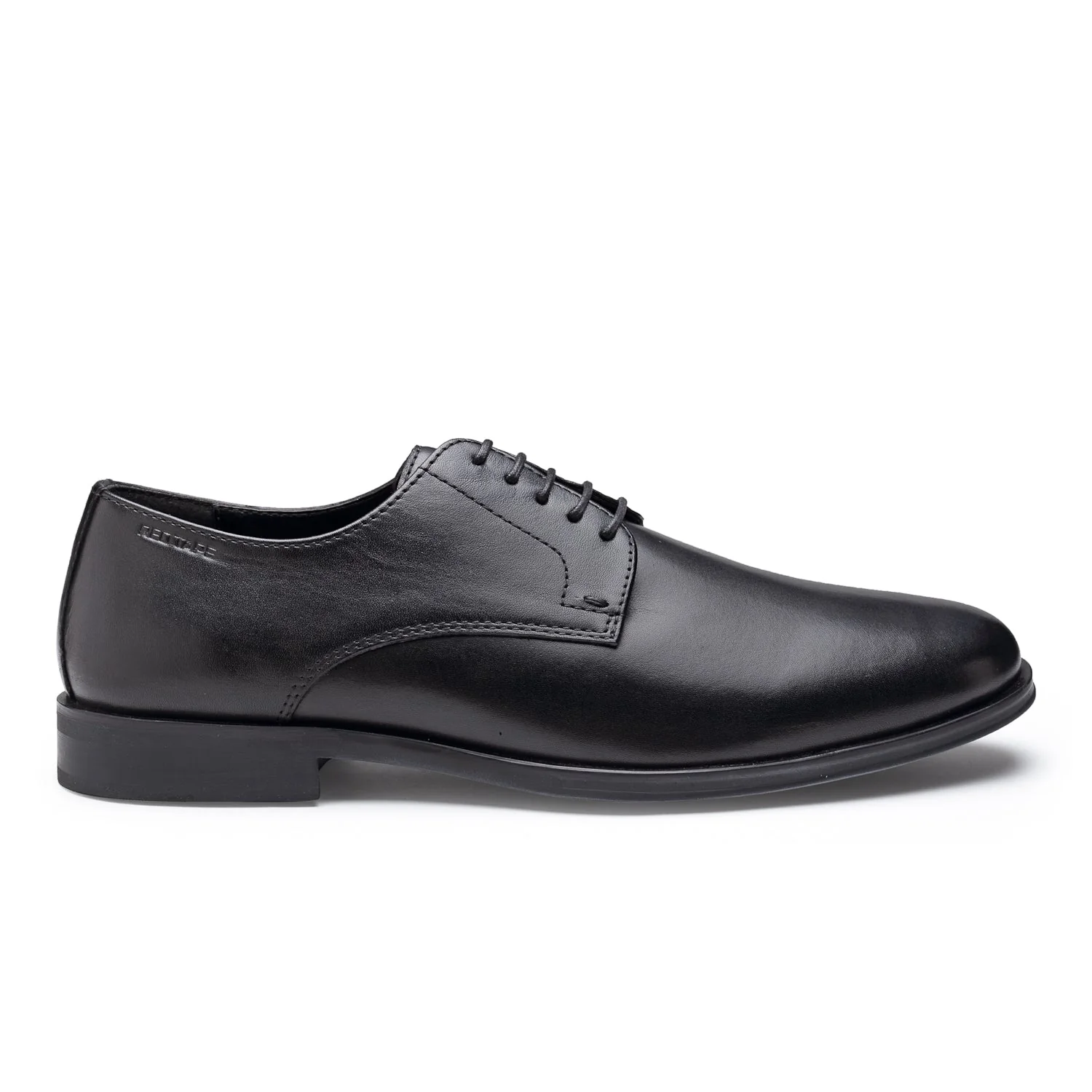 Black Leather Derby Dress Shoes for Men - Image 2