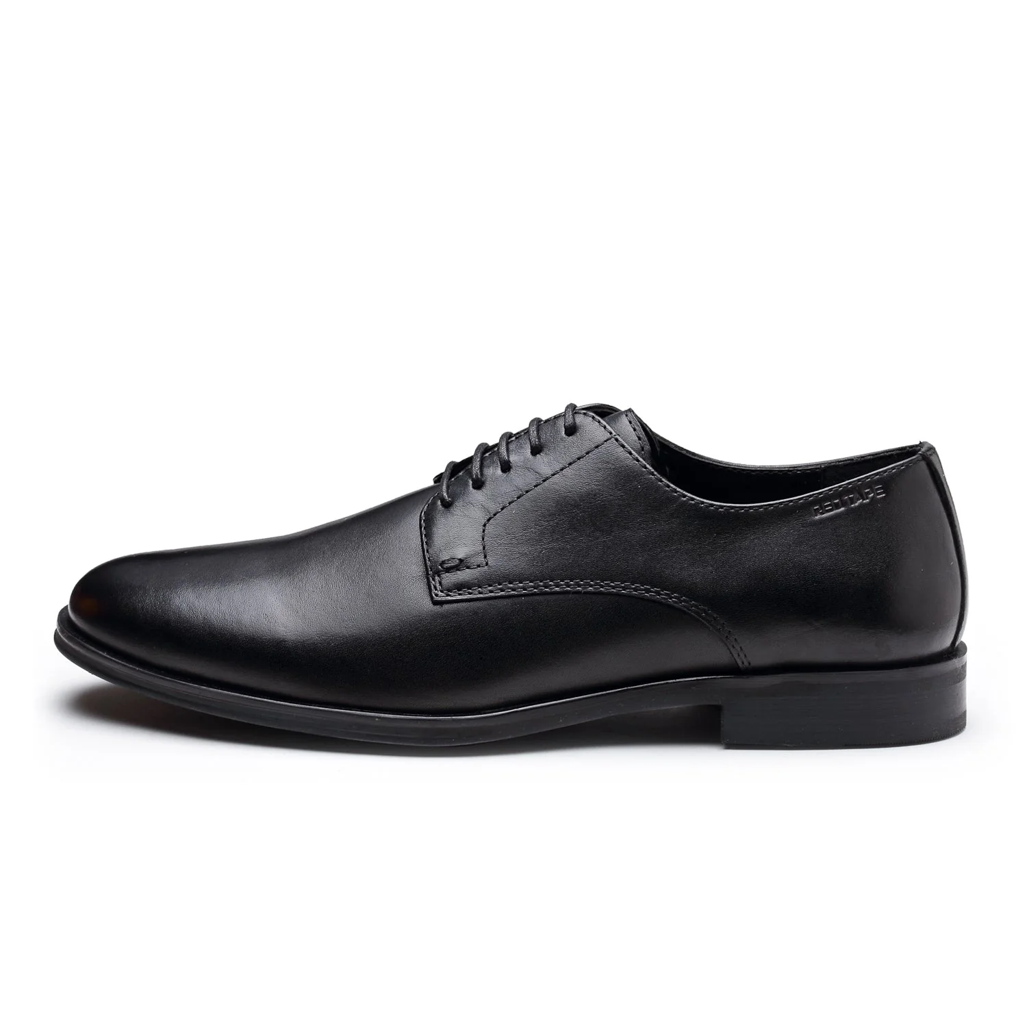 Black Leather Derby Dress Shoes for Men - Image 3