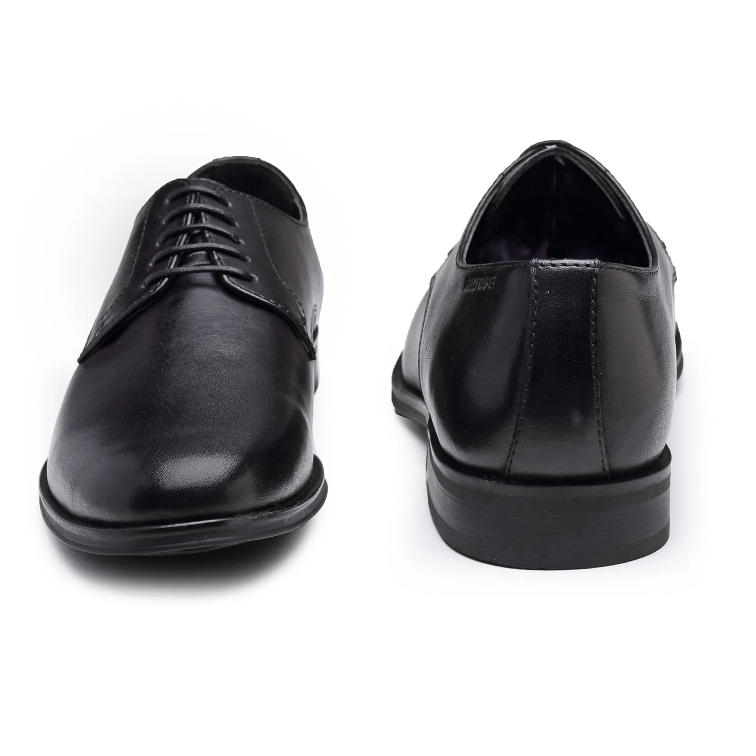 Black Leather Derby Dress Shoes for Men - Image 4