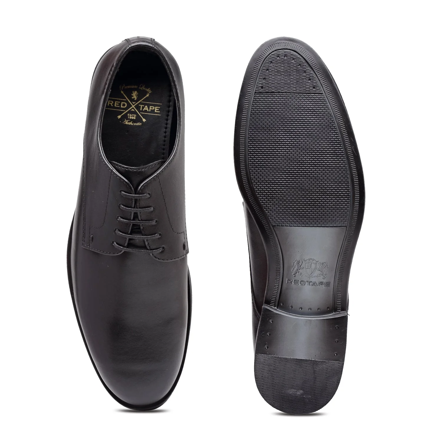 Black Leather Derby Dress Shoes for Men - Image 5